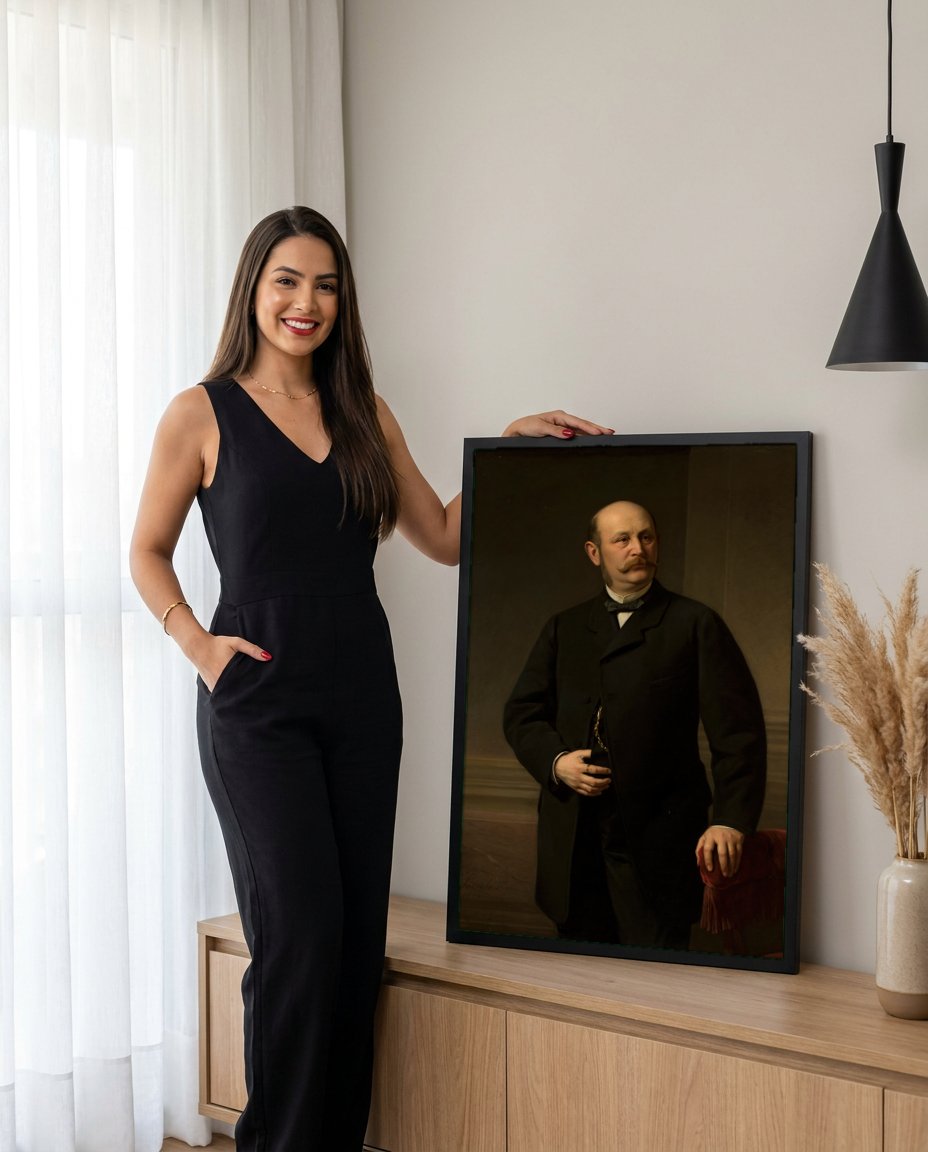 Quadro Decorativo Retrato de Cavalheiro - Józef Simmler com modelo em ambiente