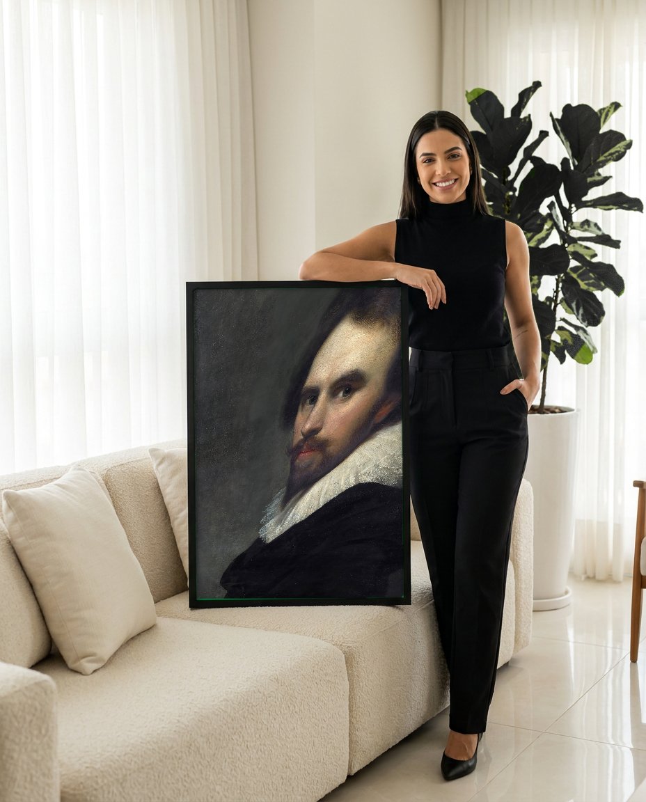 Quadro Decorativo Retrato de Cavalheiro - Daniël Mijtens com modelo em ambiente
