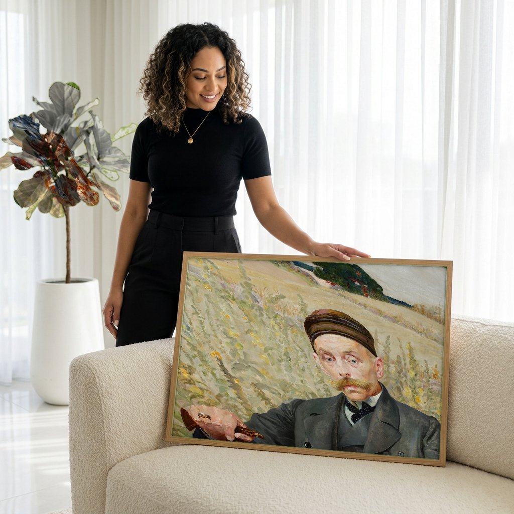 Quadro Decorativo O Poeta e o Cavaleiro - Jacek Malczewski com modelo em ambiente