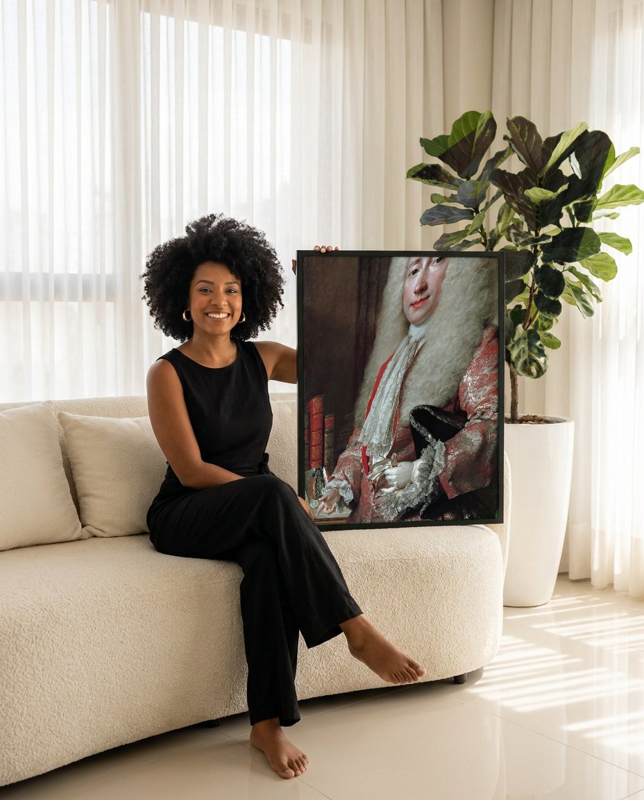 Quadro Decorativo Retrato do Cavalheiro - Nicolas de Largillière com modelo em ambiente