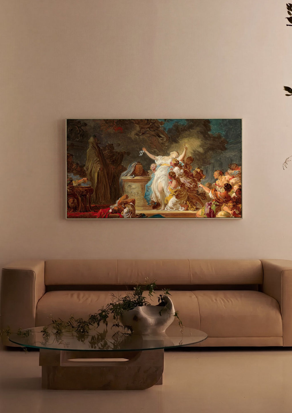 Quadro Decorativo O Sacrifício de Calirroe - Jean Honoré Fragonard em ambiente decorado