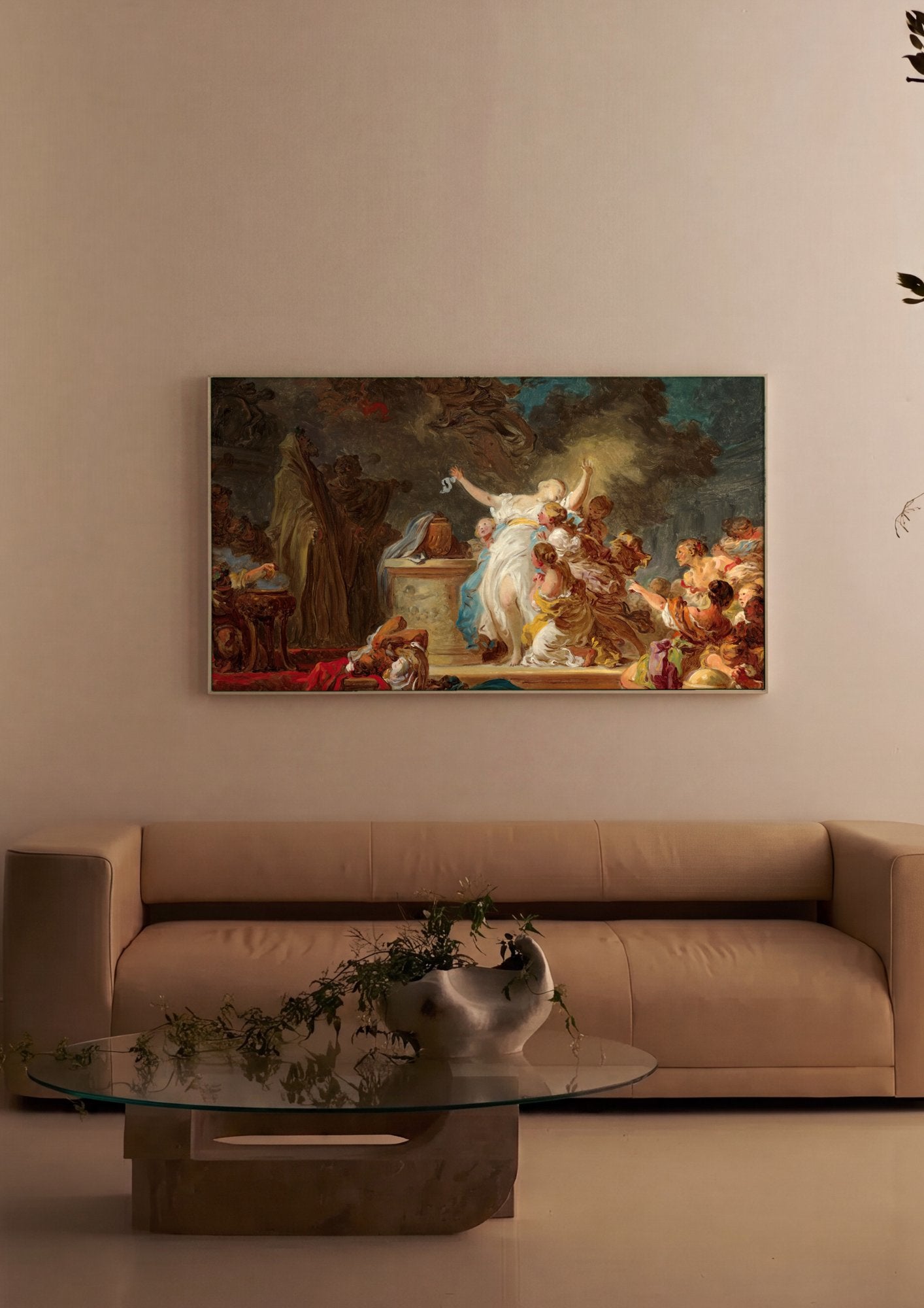 Quadro Decorativo O Sacrifício de Calirroe - Jean Honoré Fragonard em ambiente decorado