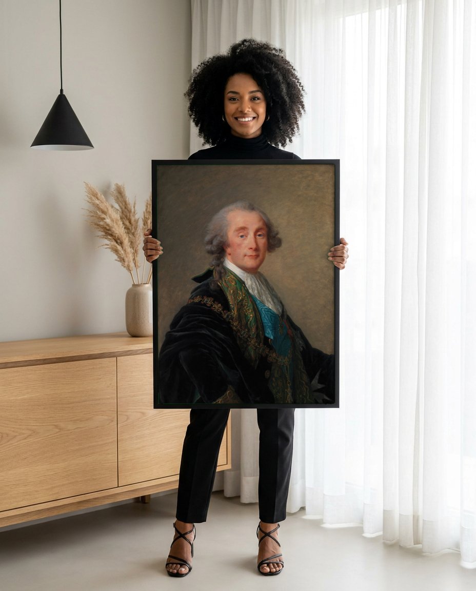 Quadro Decorativo Retrato de Duque - Elisabeth Vigée Le Brun com modelo em ambiente