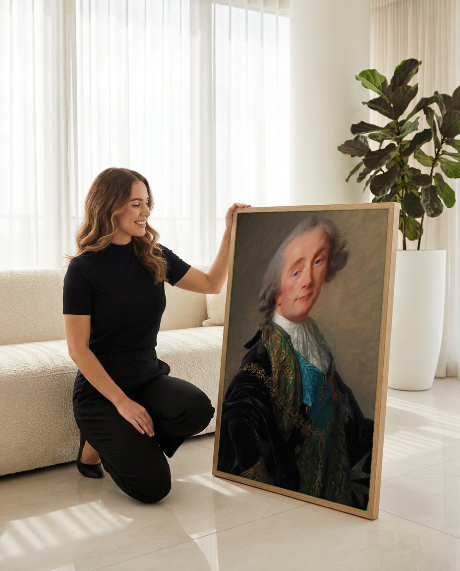 Quadro Decorativo Retrato de Duque - Elisabeth Vigée Le Brun com modelo em ambiente