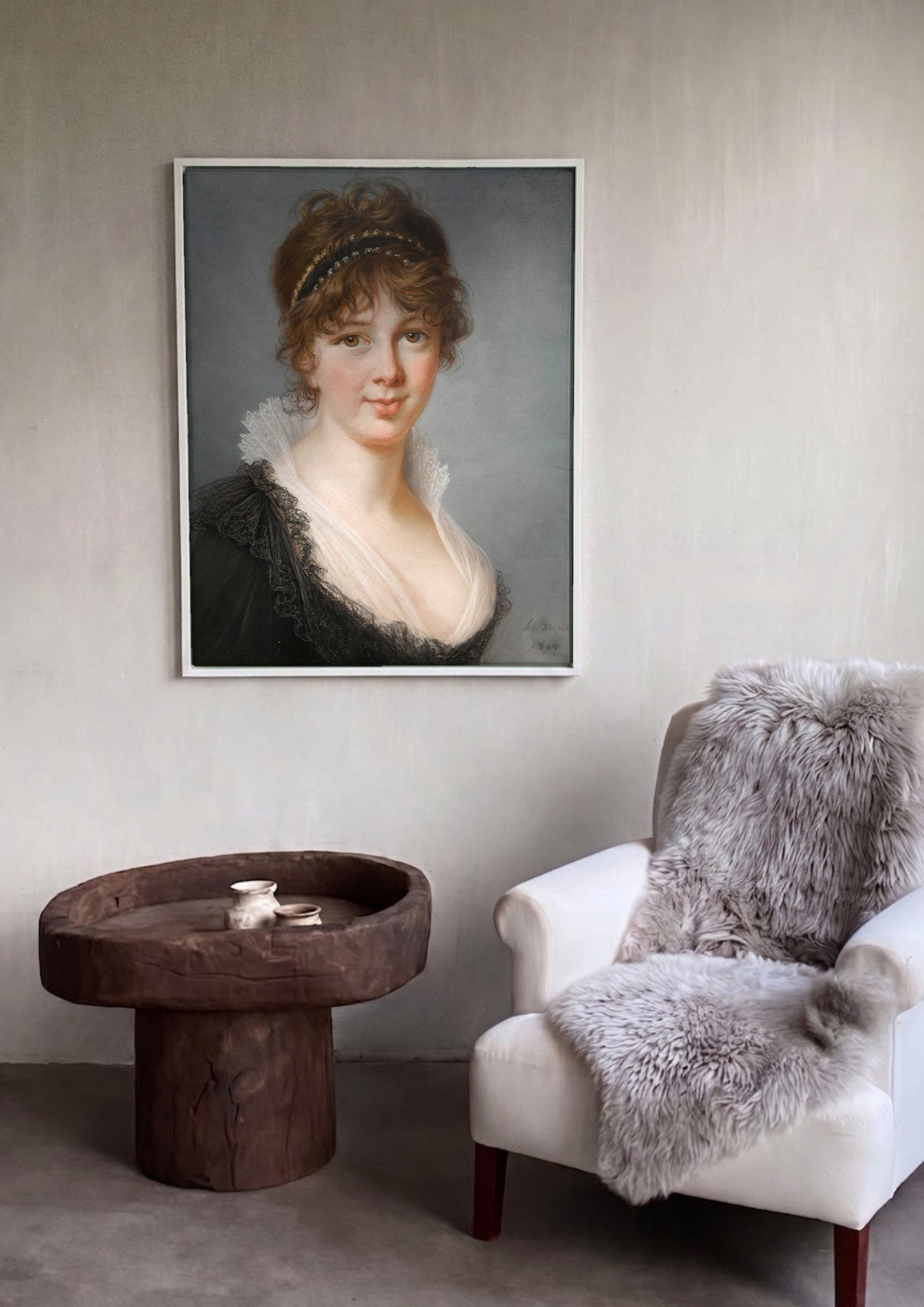 Quadro Decorativo Retrato Feminino - Elisabeth Vigée Le Brun em ambiente decorado