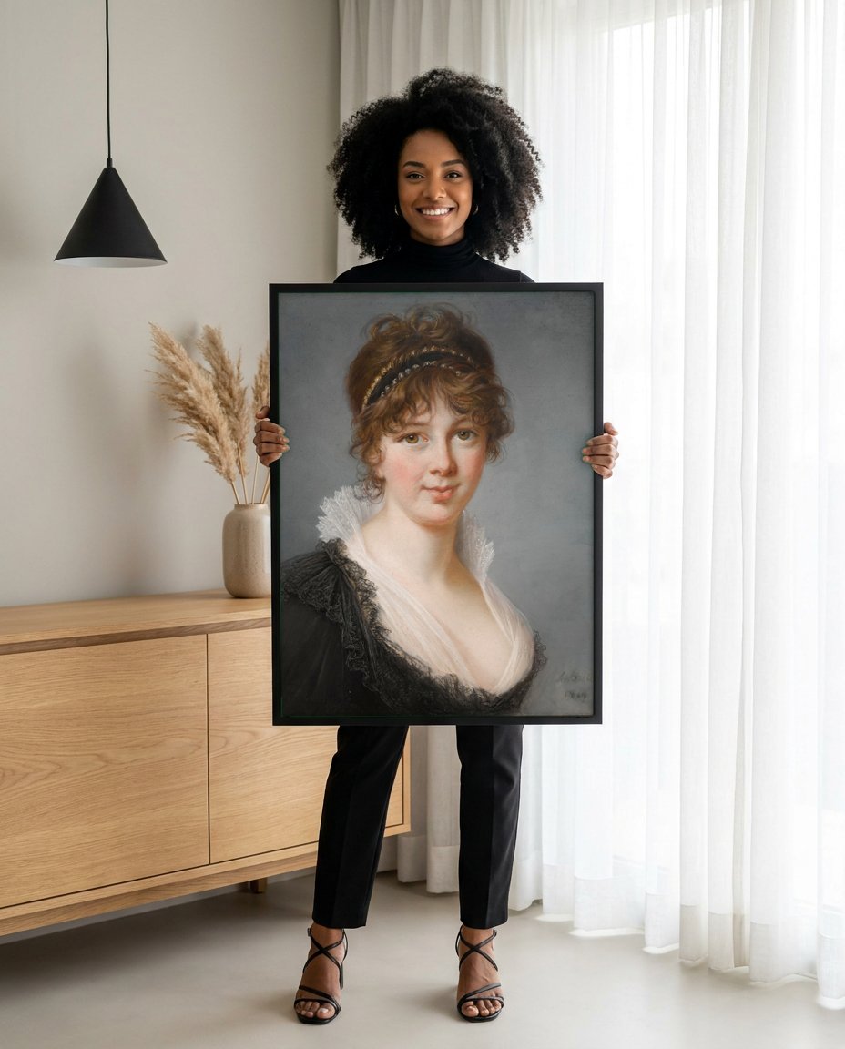 Quadro Decorativo Retrato Feminino - Elisabeth Vigée Le Brun com modelo em ambiente