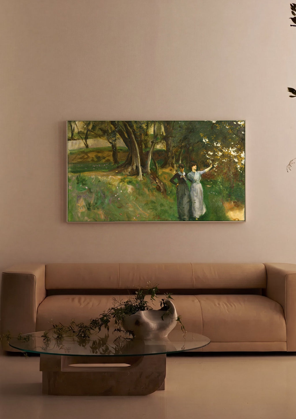 Quadro Decorativo Duas Mulheres em Paisagem - John Singer Sargent em ambiente decorado