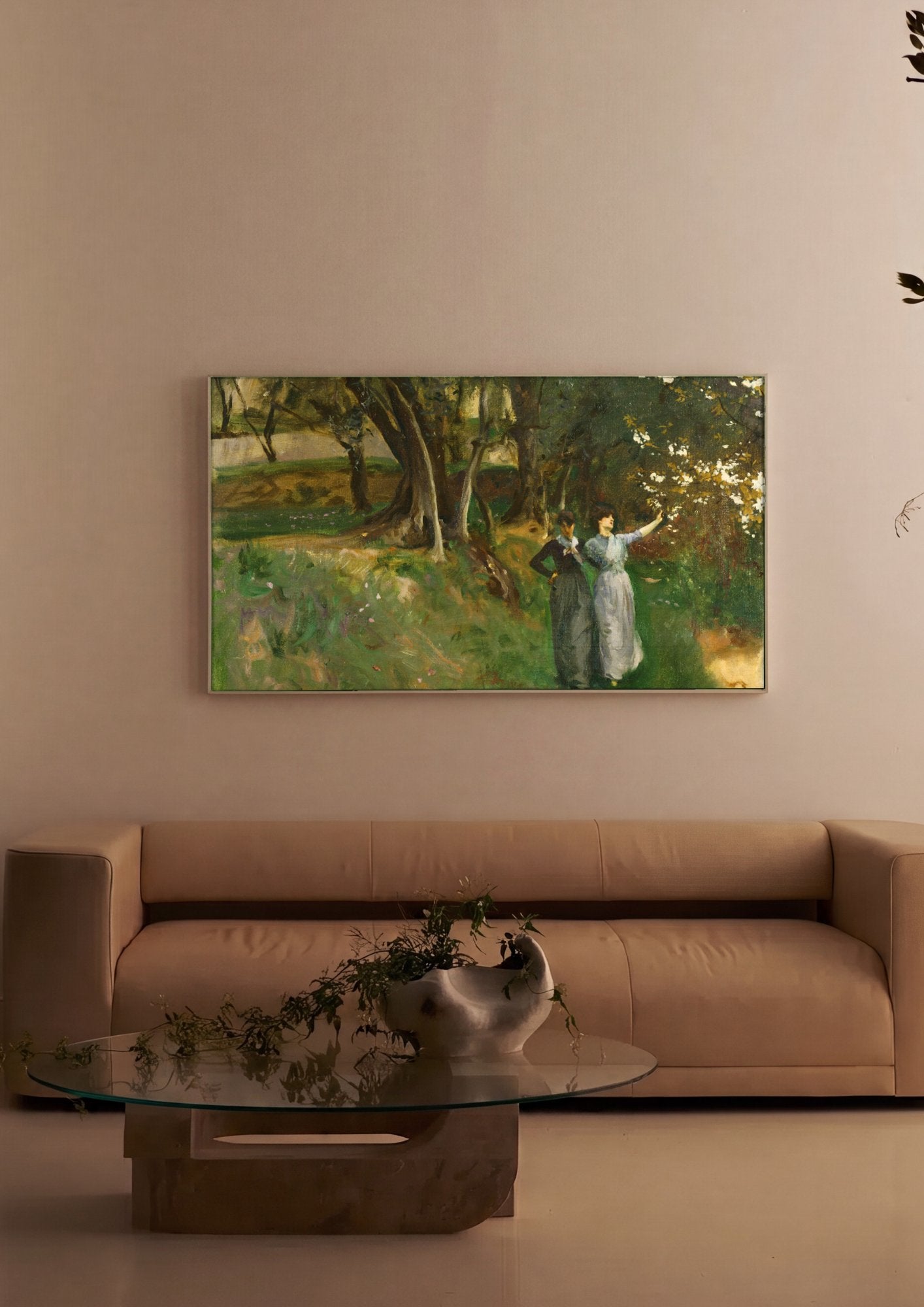 Quadro Decorativo Duas Mulheres em Paisagem - John Singer Sargent em ambiente decorado