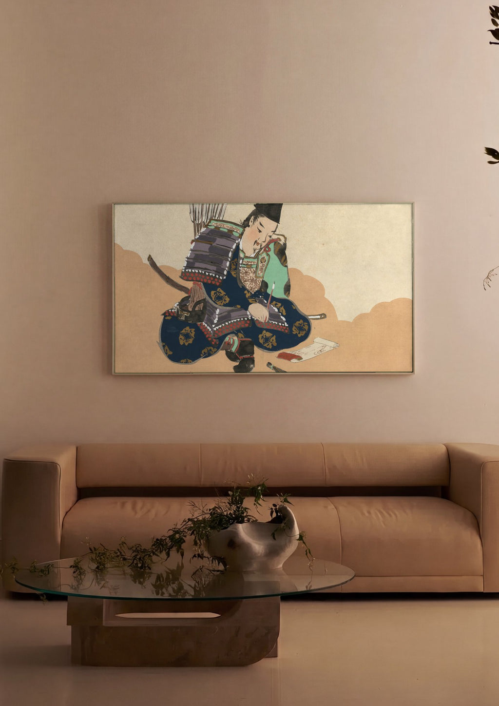 Quadro Decorativo Samurai Escriba - Kamisaka Sekka em ambiente decorado
