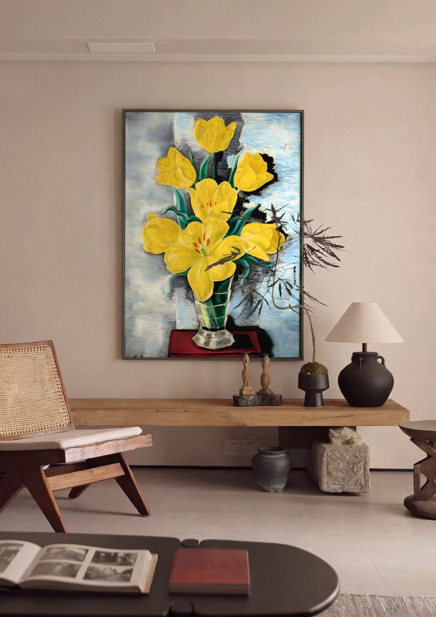 Quadro Decorativo Tulipas Amarelas - Moïse Kisling em ambiente decorado