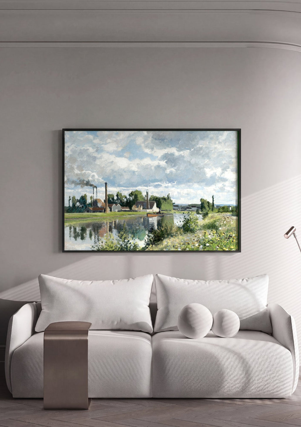 Quadro Decorativo A Fábrica de Pontoise - Camille Pissarro em ambiente decorado