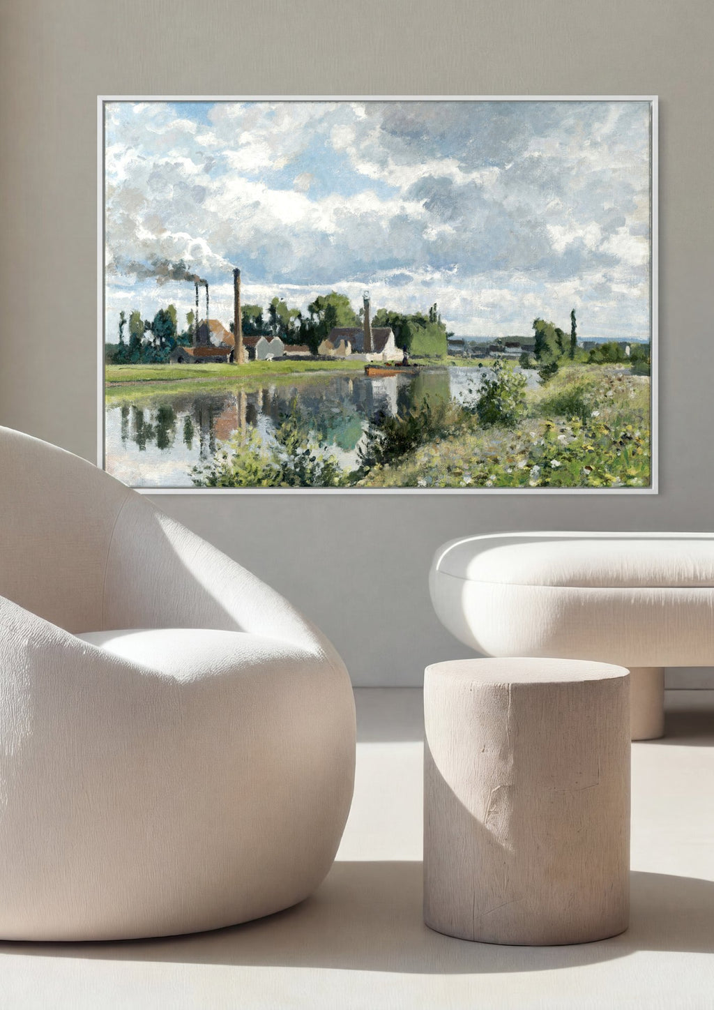 Quadro Decorativo A Fábrica de Pontoise - Camille Pissarro em ambiente decorado