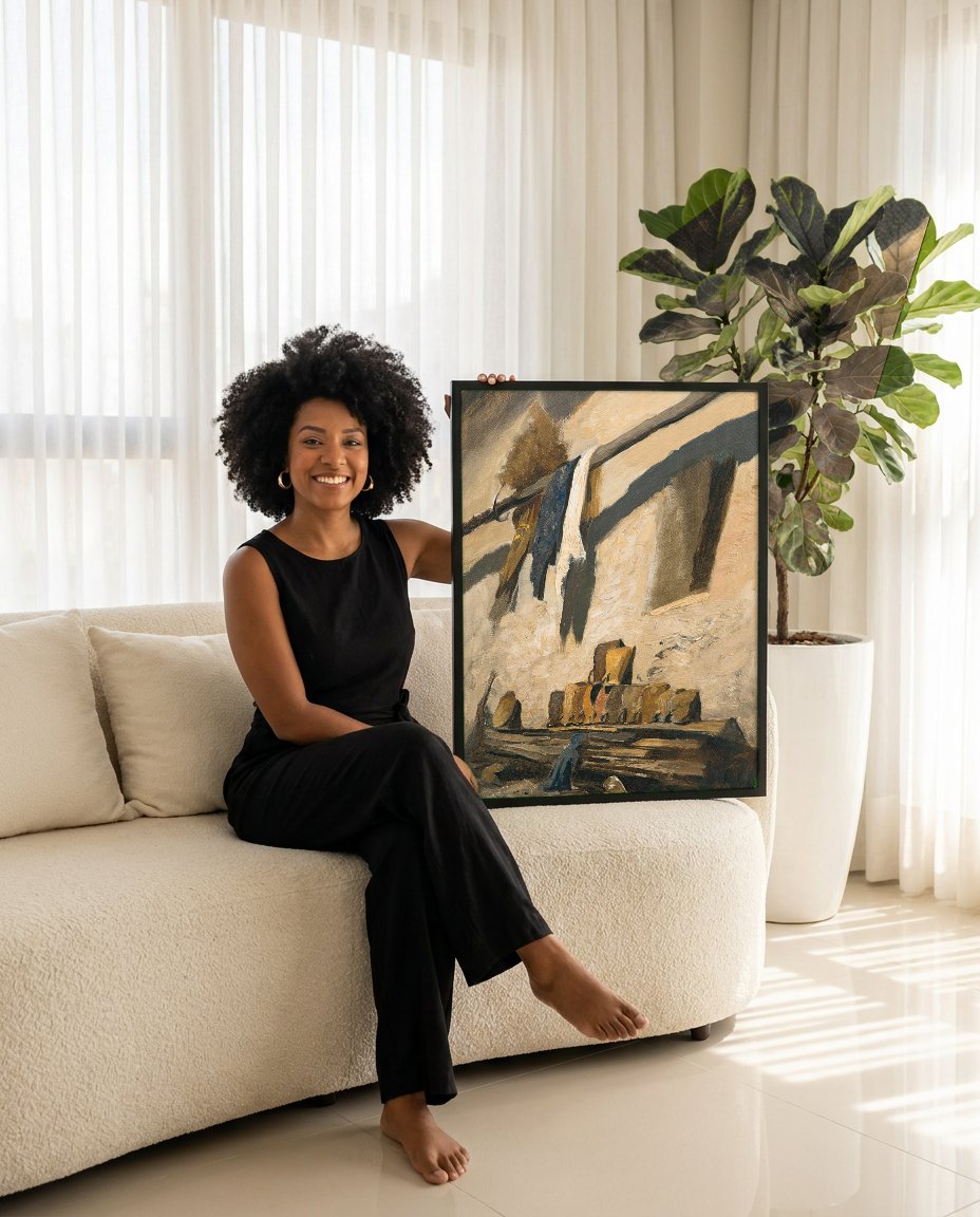 Quadro Decorativo Cena Rústica - Olga Wisinger-Florian com modelo em ambiente