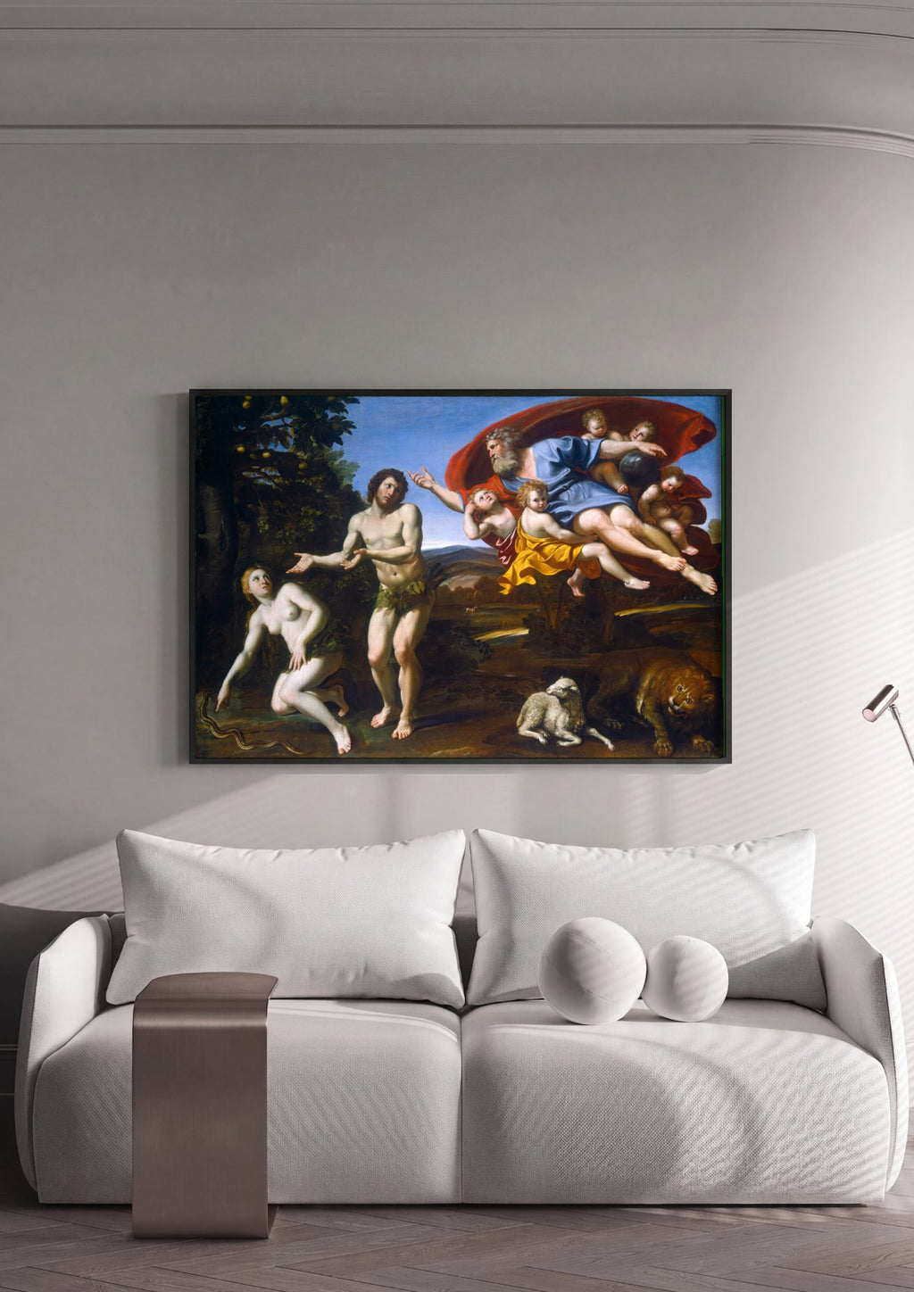 Quadro Decorativo A Expulsão do Paraíso - Domenichino em ambiente decorado