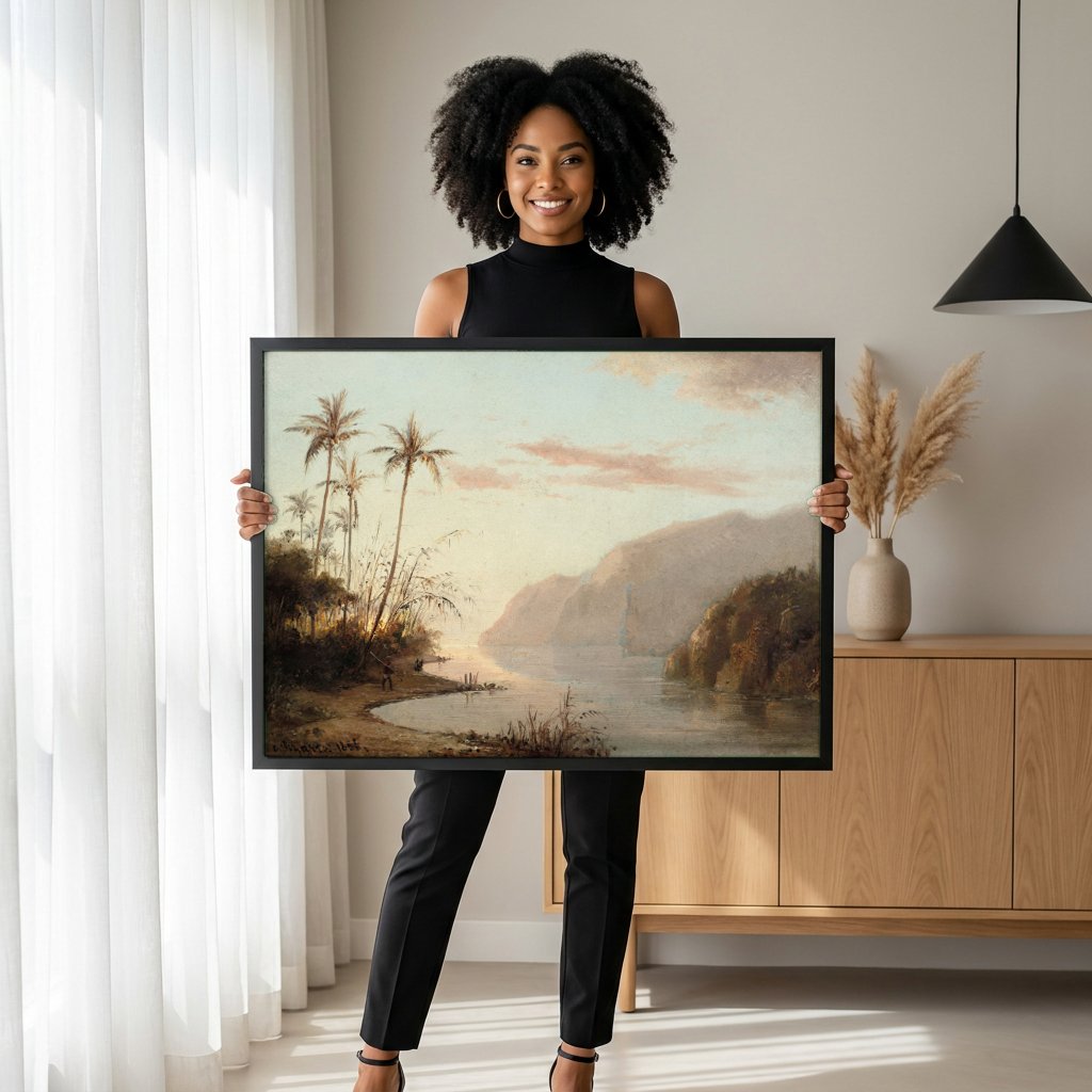 Quadro Decorativo Paisagem Tropical - Pissarro com modelo em ambiente