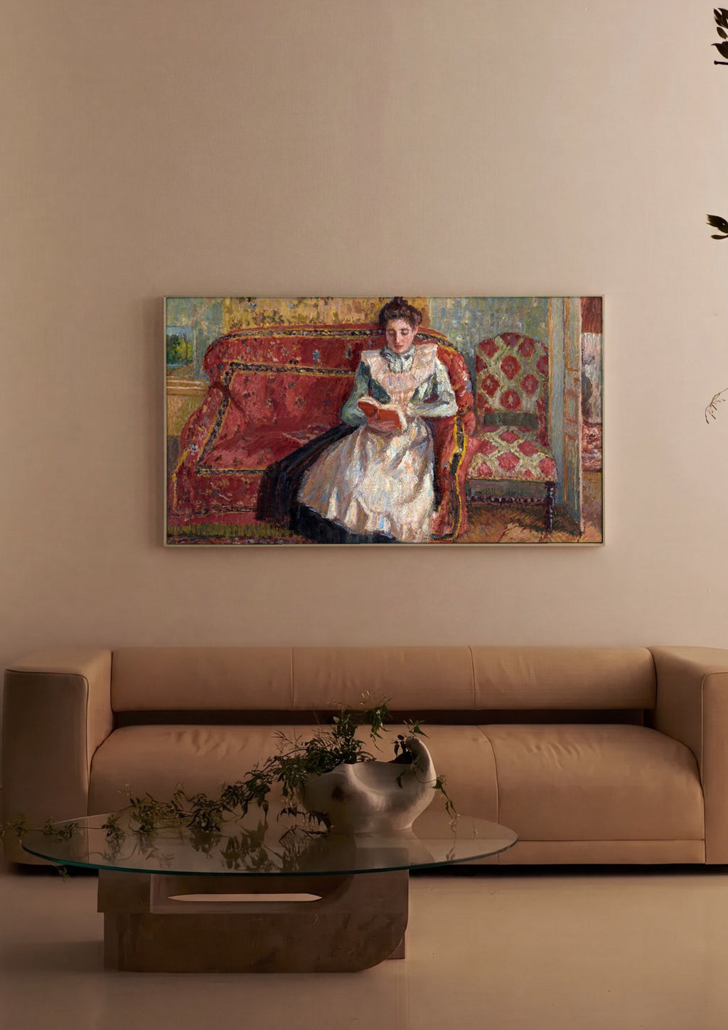 Quadro Decorativo A Leitora - Camille Pissarro em ambiente decorado