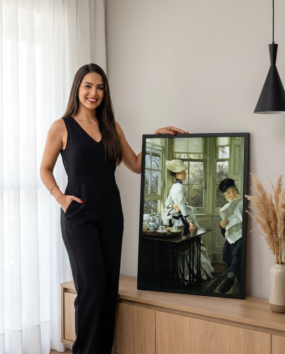 Quadro Decorativo A Despedida - James Tissot com modelo em ambiente