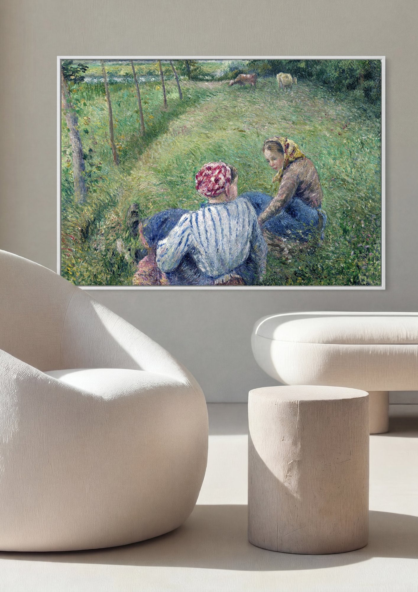 Quadro Decorativo Colheita no Campo - Pissarro em ambiente decorado