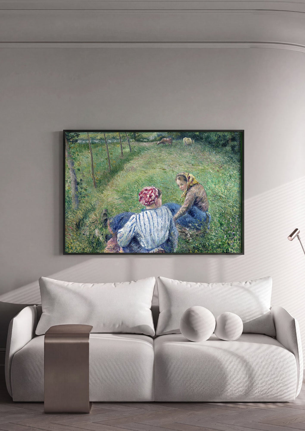 Quadro Decorativo Colheita no Campo - Pissarro em ambiente decorado