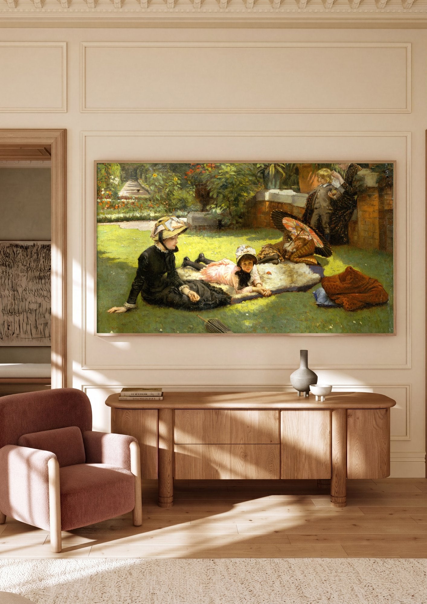 Quadro Decorativo A Festa no Jardim - Tissot em ambiente decorado