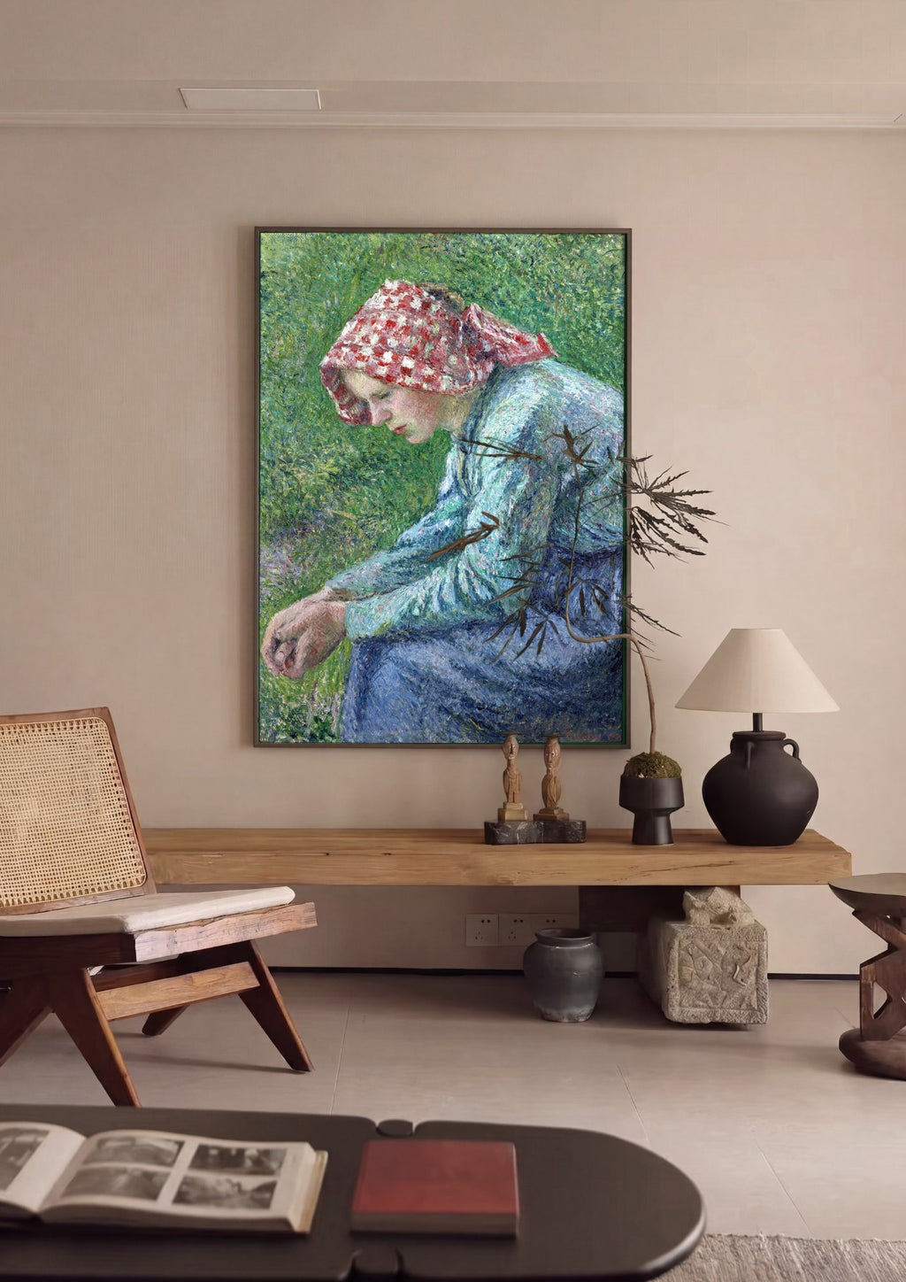 Quadro Decorativo Camponesa Sentada - Pissarro em ambiente decorado