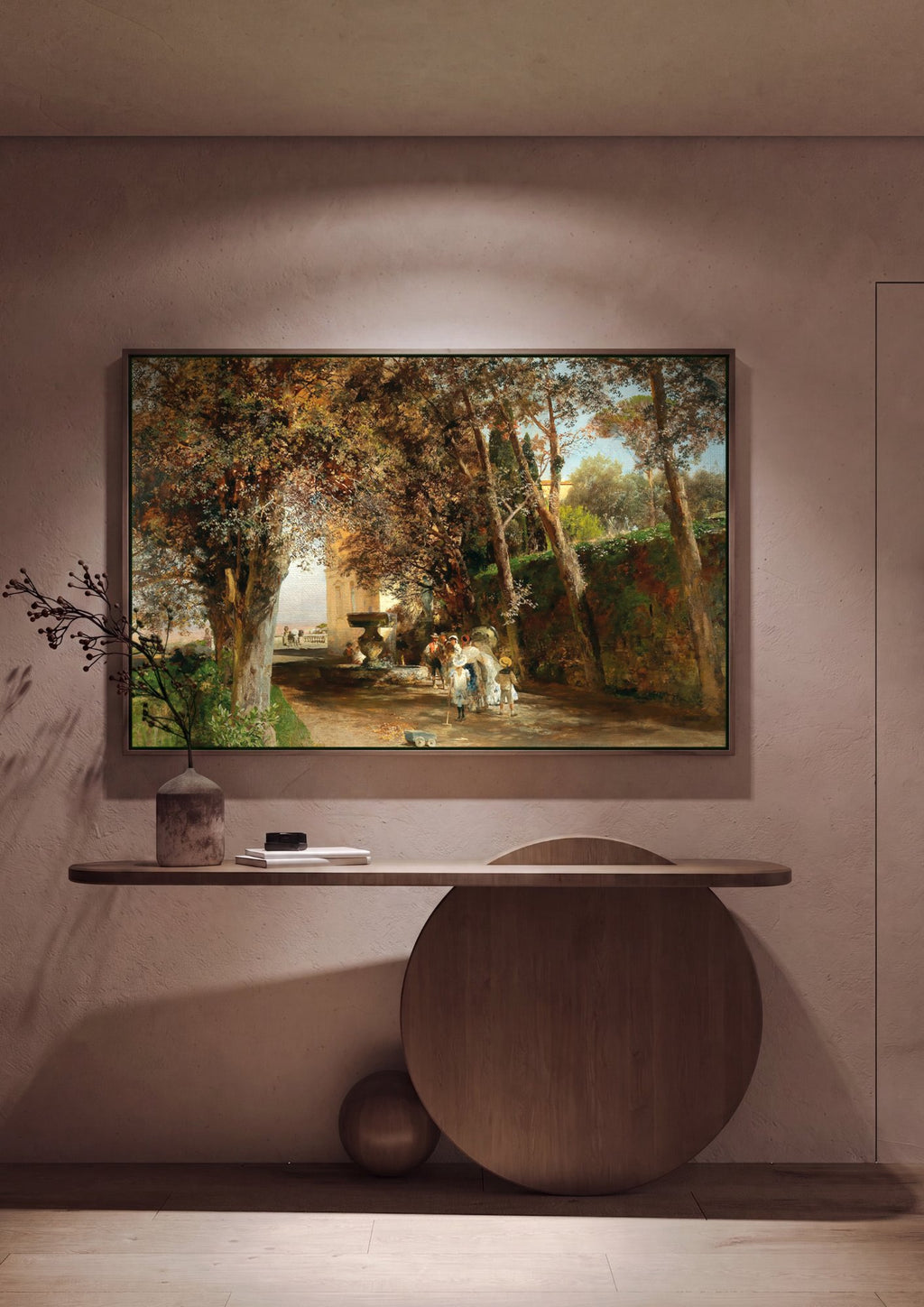 Quadro Decorativo Jardins Sombrios na Itália - Oswald Achenbach em ambiente decorado