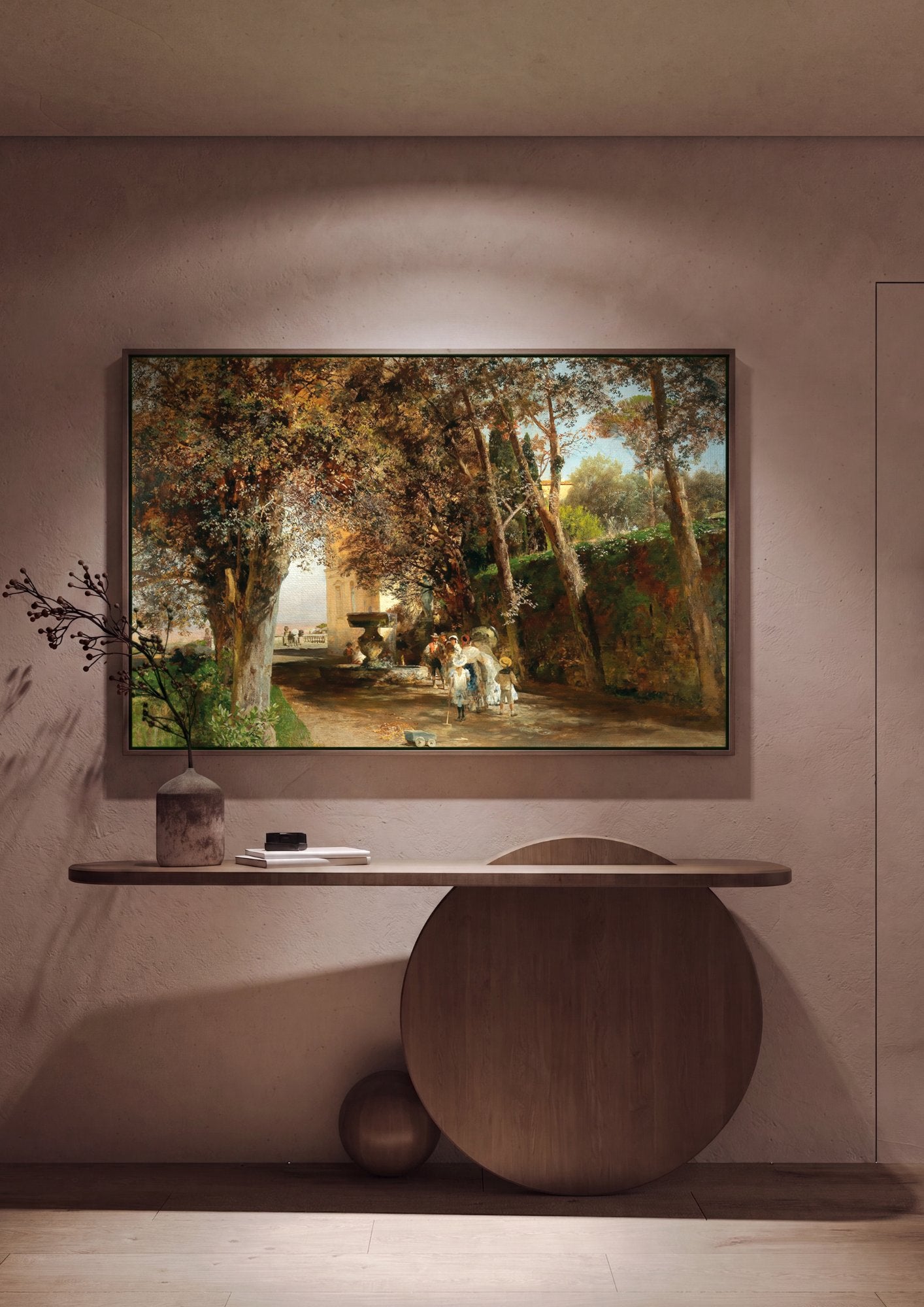 Quadro Decorativo Jardins Sombrios na Itália - Oswald Achenbach em ambiente decorado