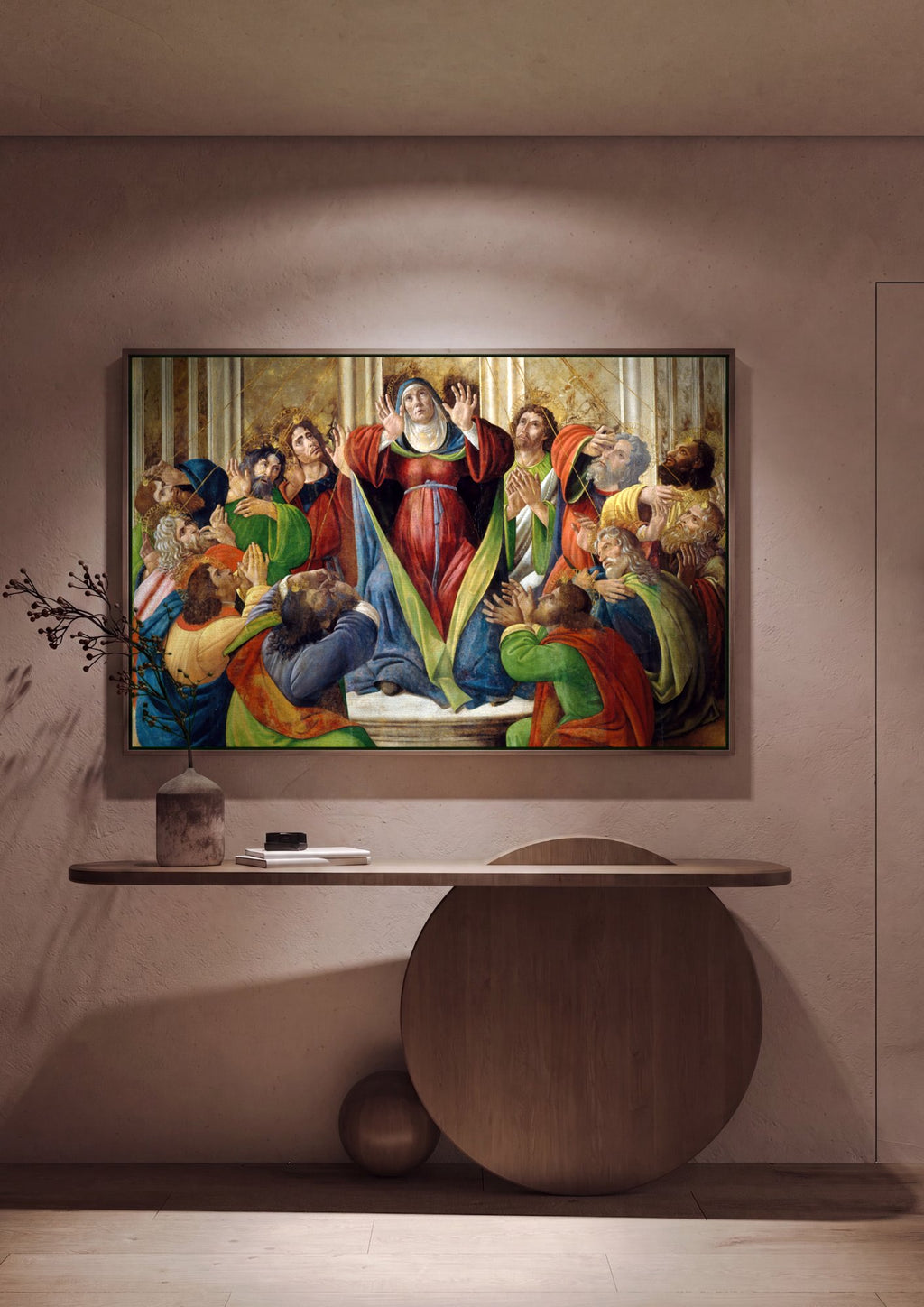 Quadro Decorativo A Descida do Espírito Santo - Botticelli em ambiente decorado