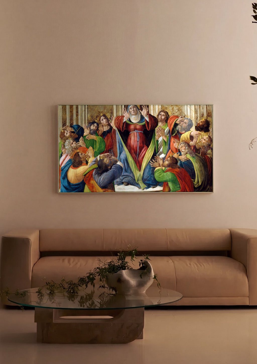 Quadro Decorativo A Descida do Espírito Santo - Botticelli em ambiente decorado