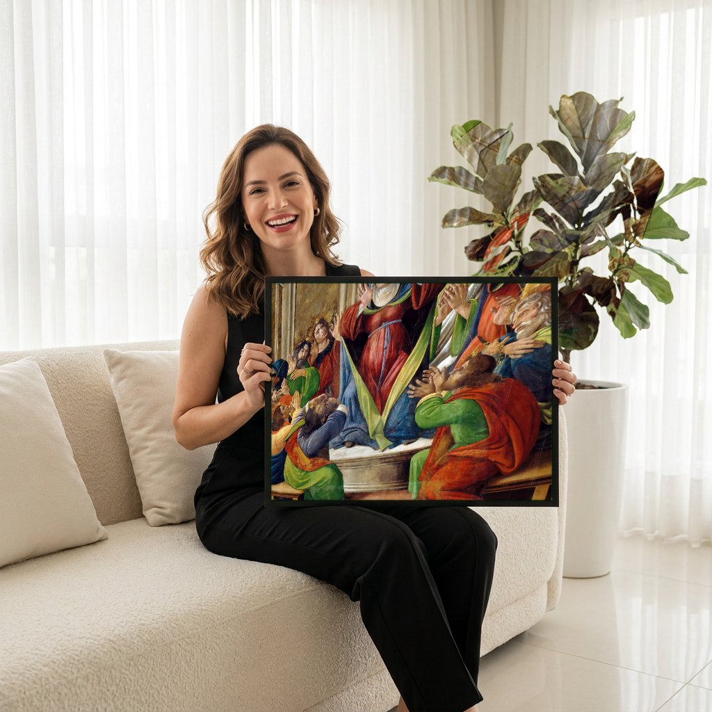 Quadro Decorativo A Descida do Espírito Santo - Botticelli com modelo em ambiente