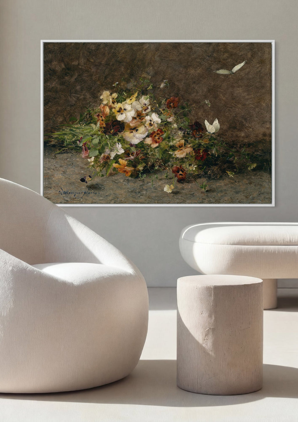 Quadro Decorativo Cesto de Amor-Perfeito - Olga Wisinger-Florian em ambiente decorado