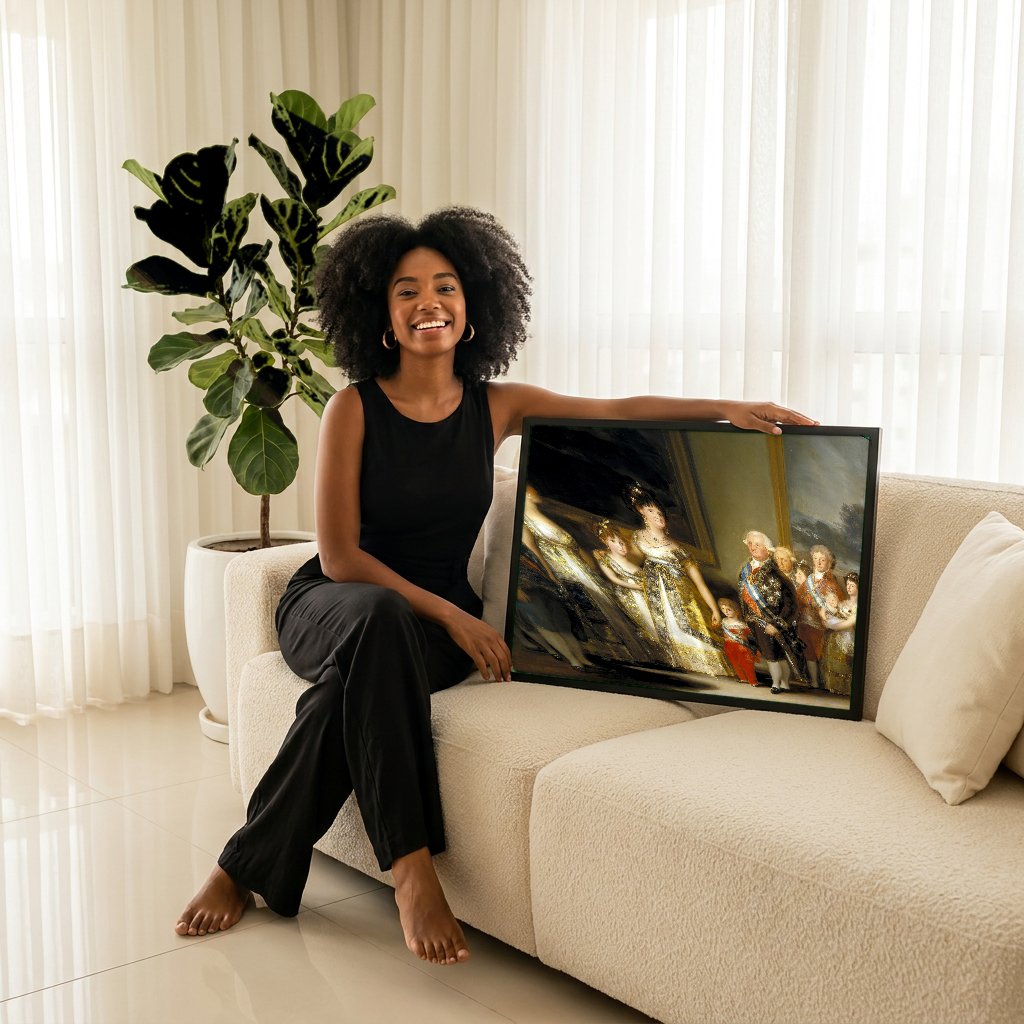 Quadro Decorativo A Família de Carlos IV - Goya com modelo em ambiente