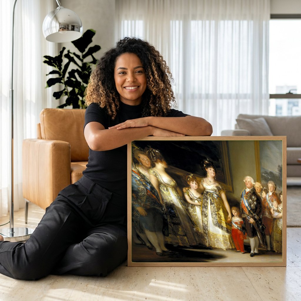 Quadro Decorativo A Família de Carlos IV - Goya com modelo em ambiente