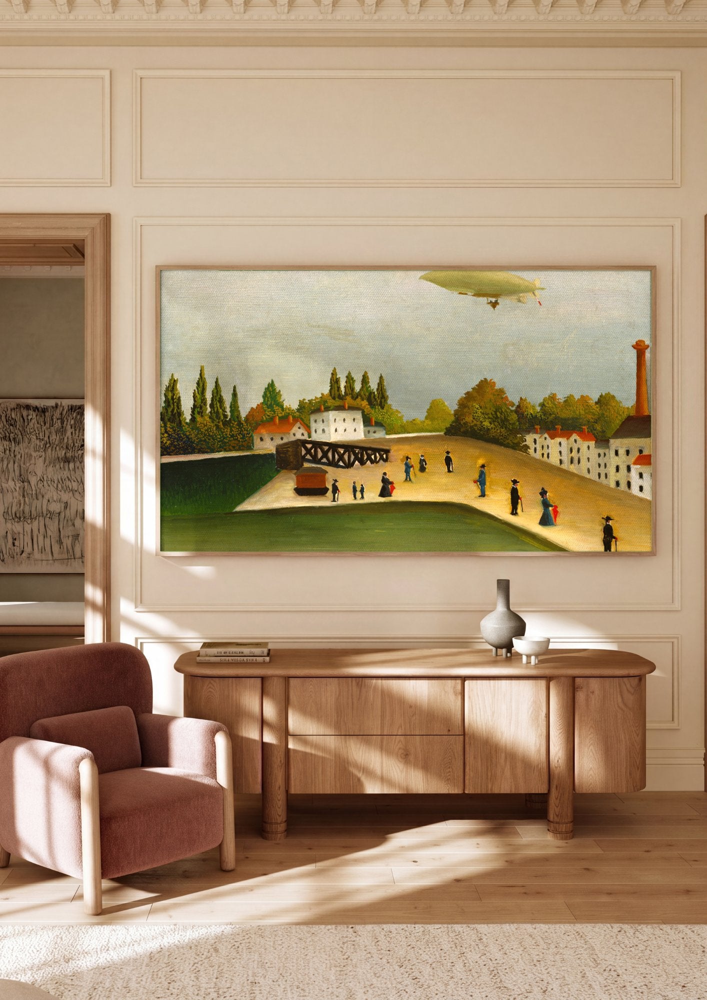 Quadro Decorativo A Passagem do Dirigível - Henri Rousseau em ambiente decorado