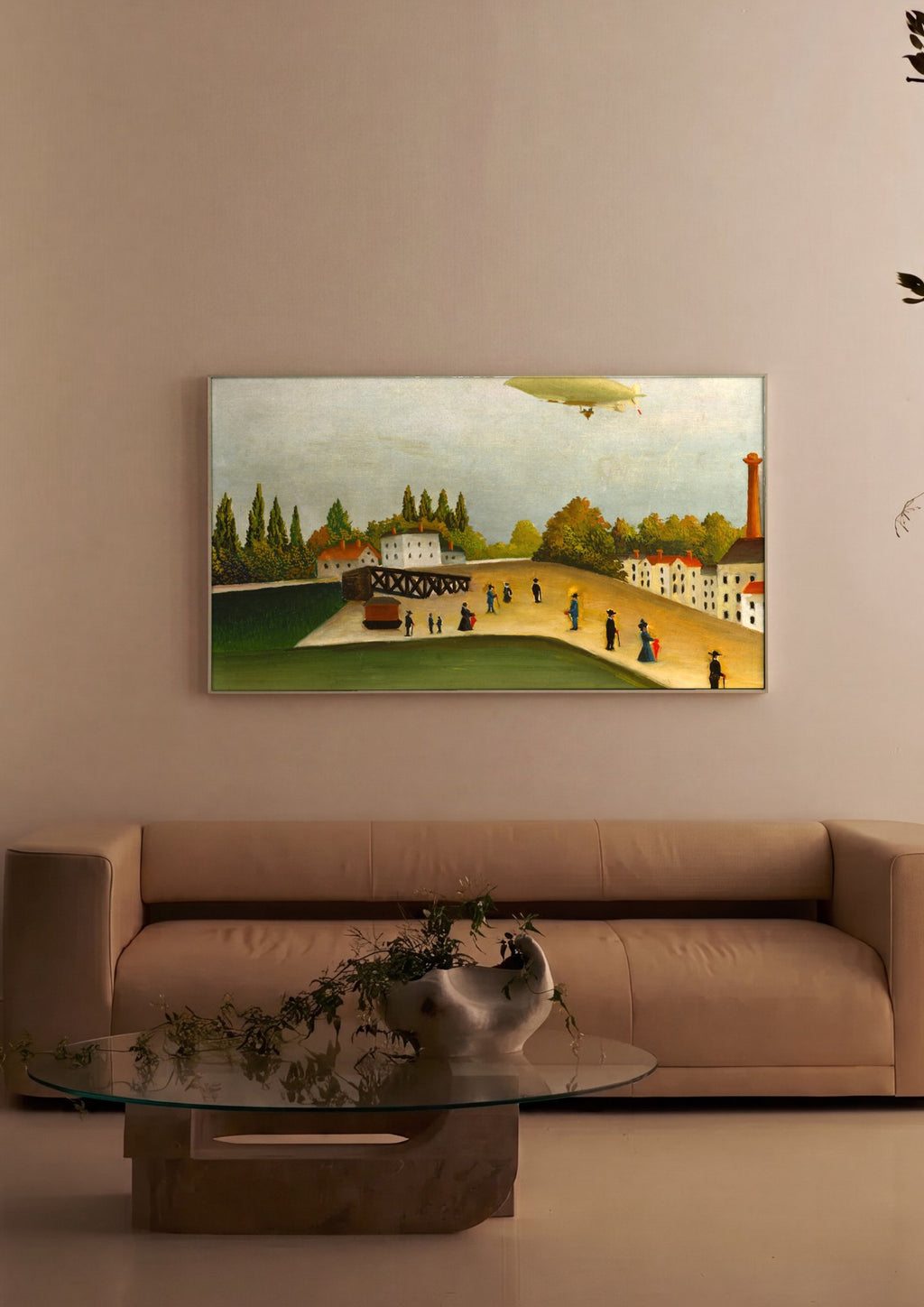 Quadro Decorativo A Passagem do Dirigível - Henri Rousseau em ambiente decorado