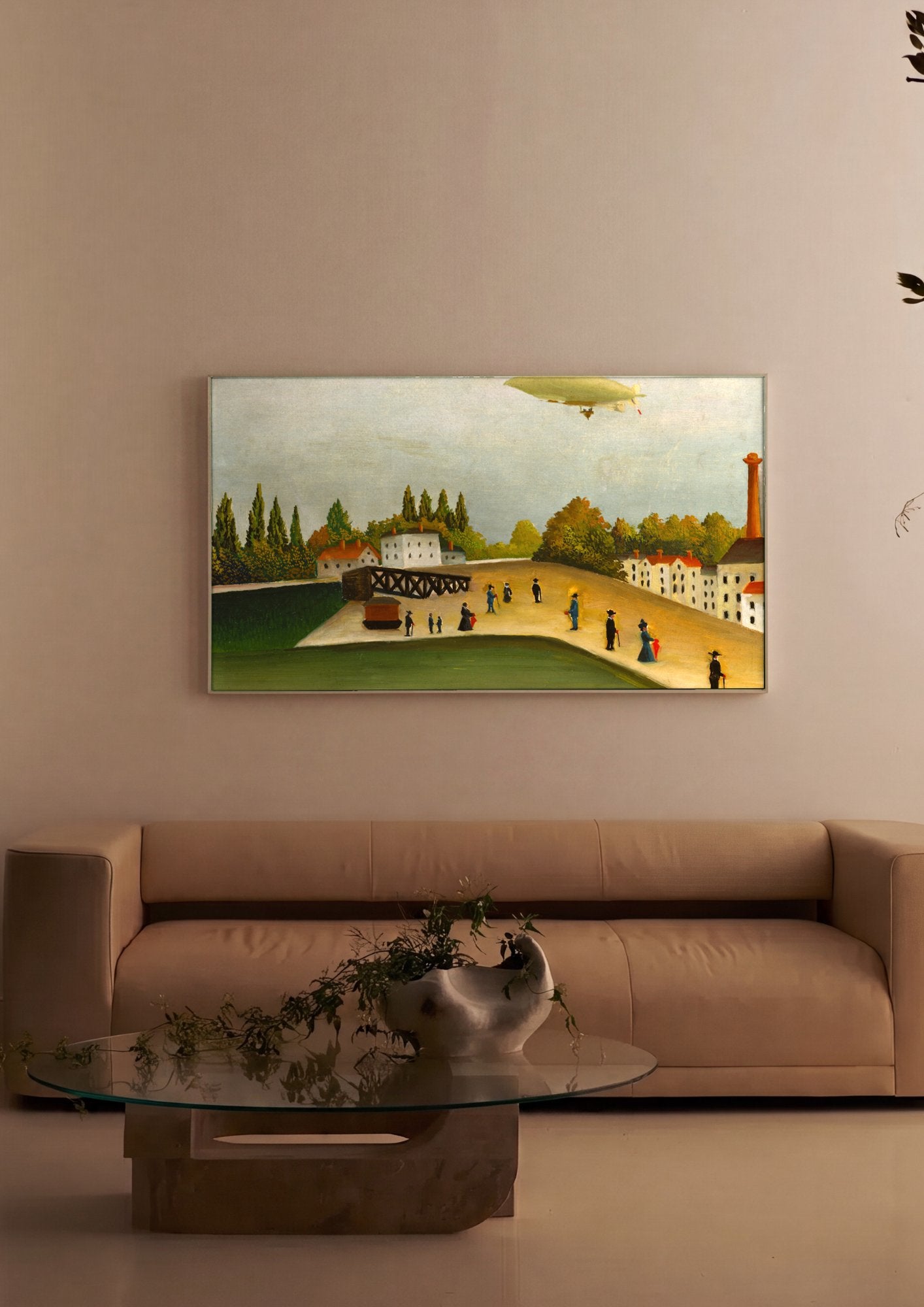 Quadro Decorativo A Passagem do Dirigível - Henri Rousseau em ambiente decorado