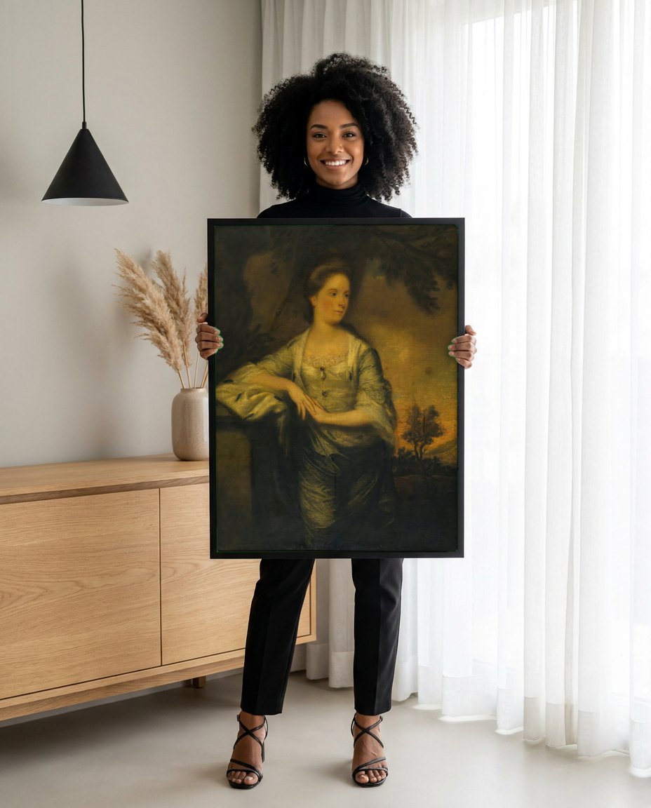 Quadro Decorativo Retrato Feminino - Sir Joshua Reynolds | modelo apresentando o quadro emoldurado
