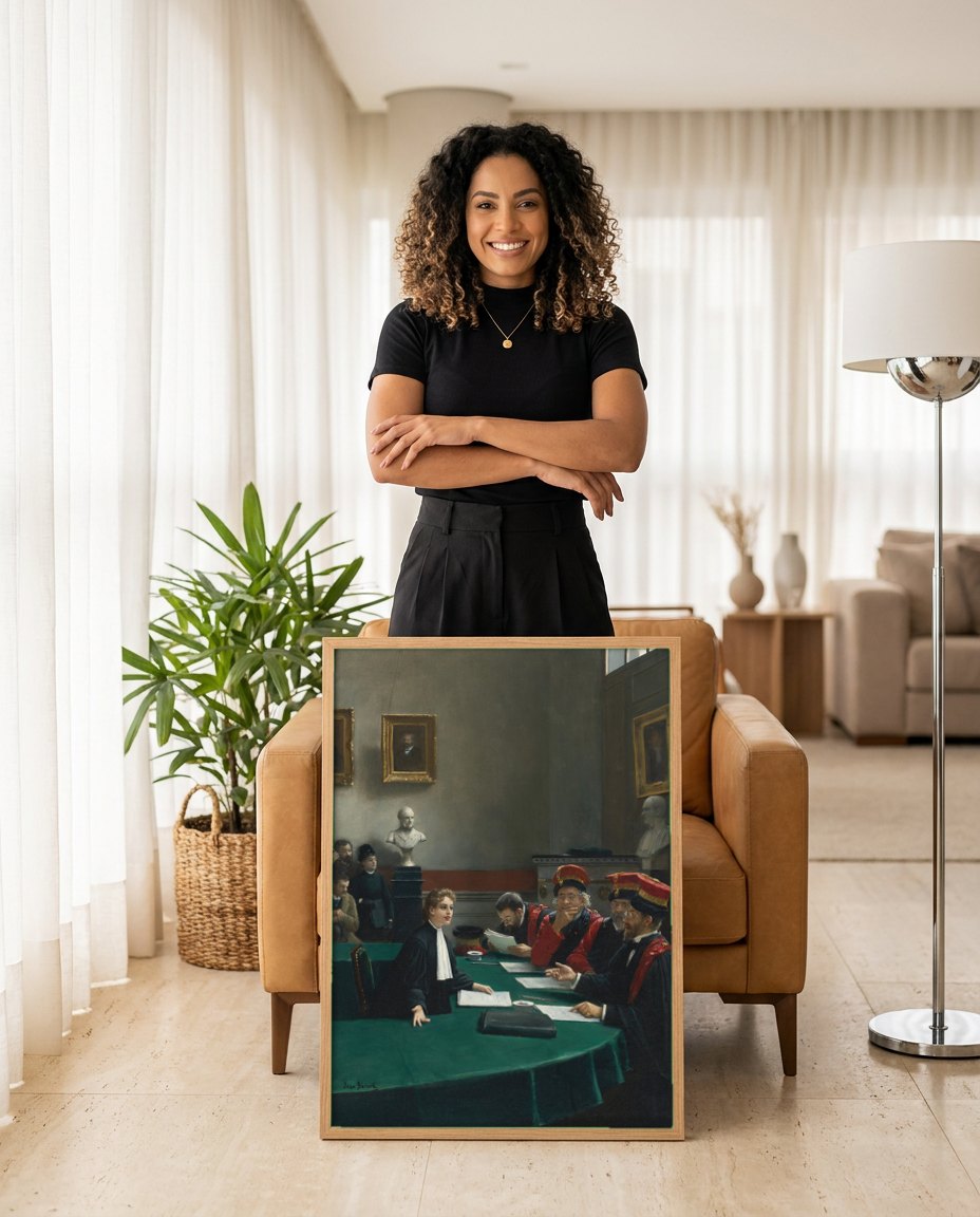 Quadro Decorativo: Uma Causa Importante - Jean Béraud | modelo apresentando o quadro emoldurado