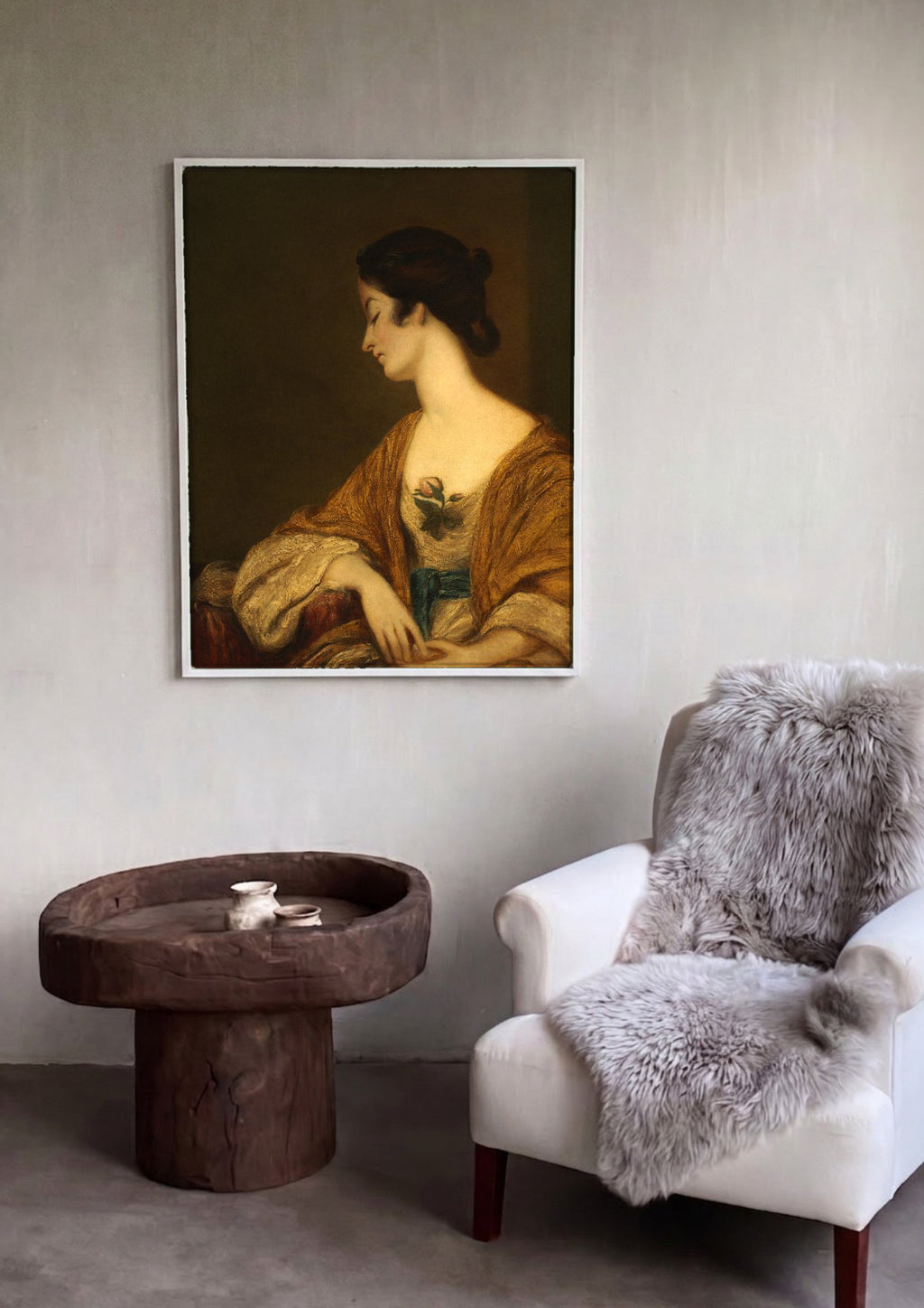 Quadro Decorativo Senhora com Rosa - Sir Joshua Reynolds | quadro emoldurado na parede