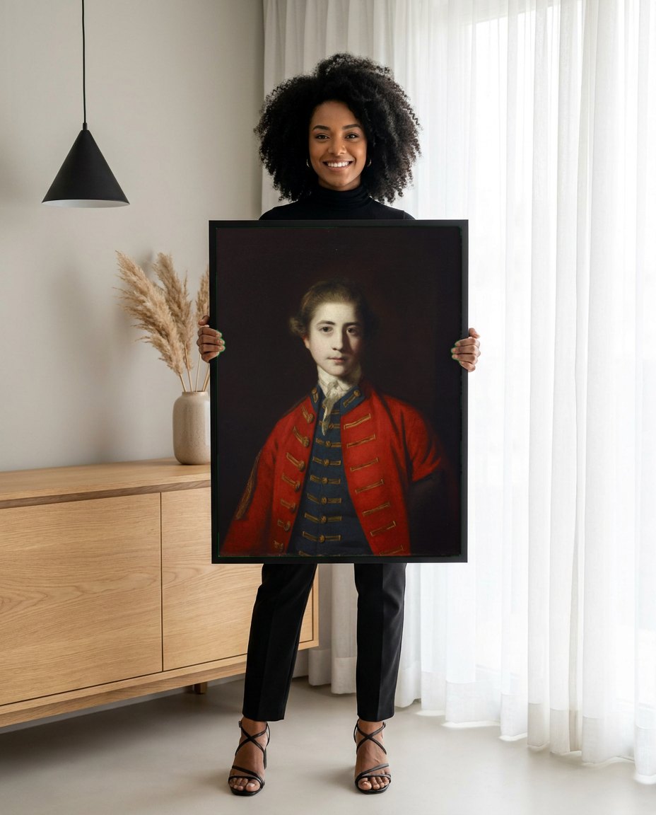 Quadro Decorativo Retrato de Jovem - Sir Joshua Reynolds | modelo apresentando o quadro emoldurado