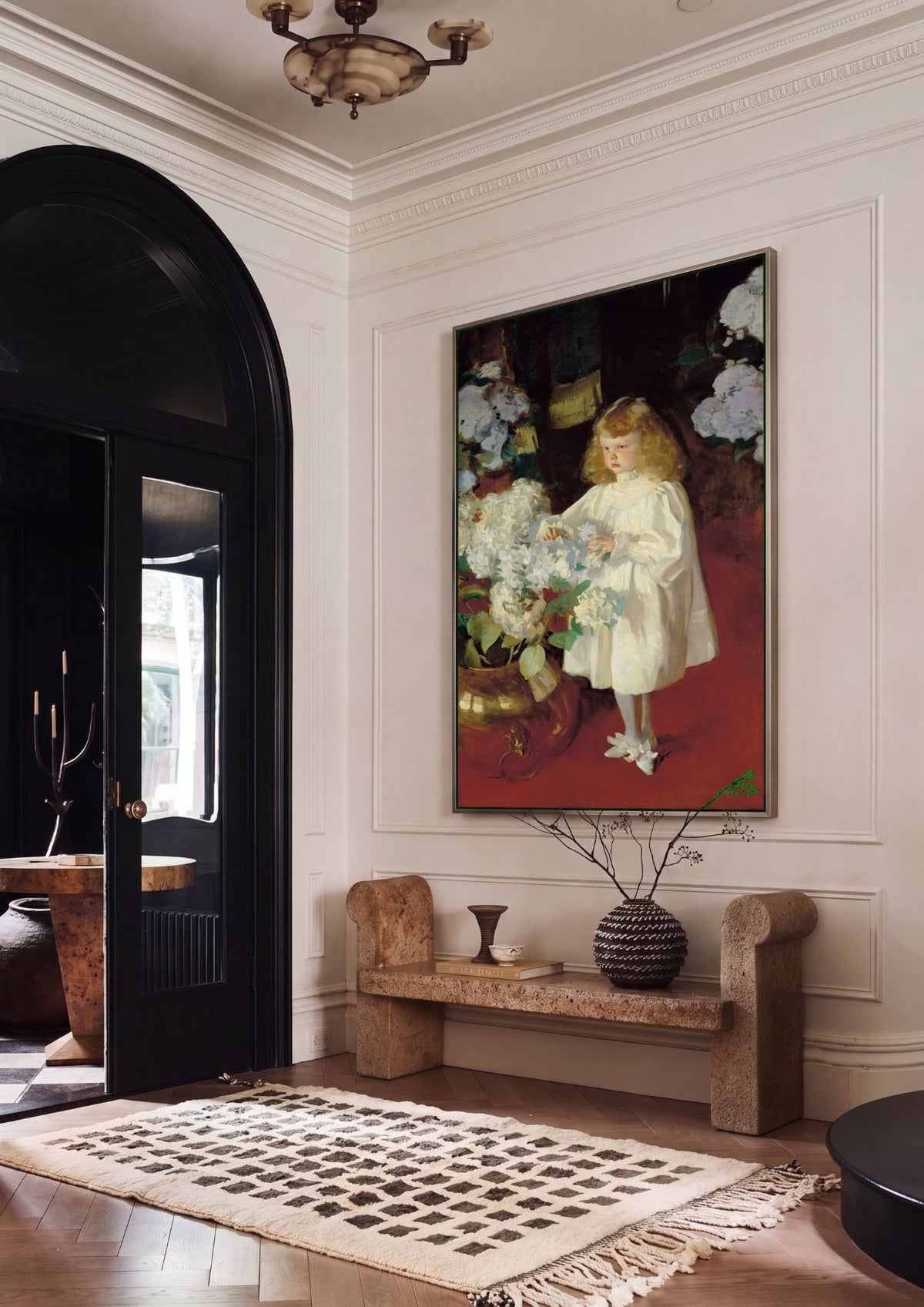 Quadro Decorativo Criança e Hortênsias - John Singer Sargent | quadro emoldurado na parede