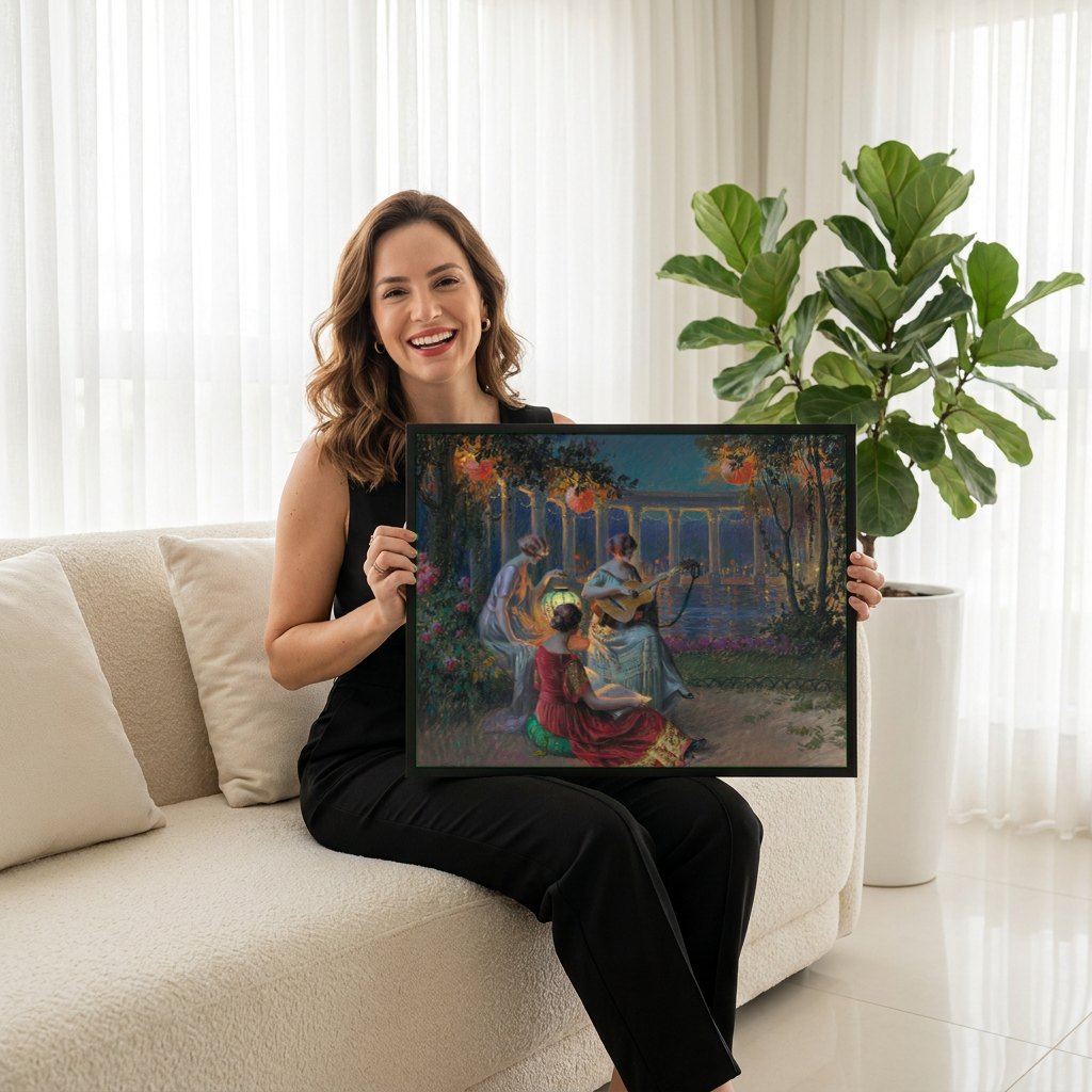 Quadro Decorativo A Serenade - Delphin Enjolras | modelo apresentando o quadro emoldurado