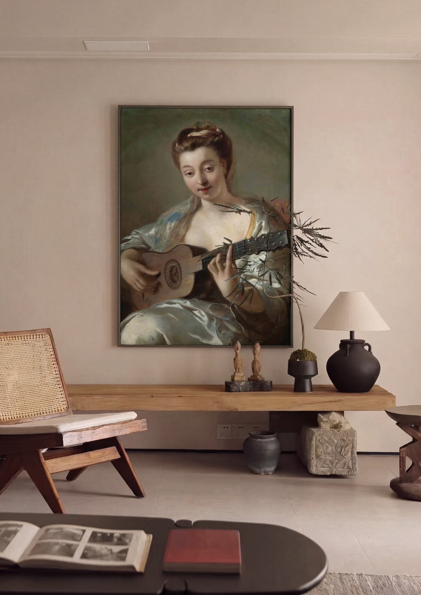 Quadro Decorativo A Mulher Guitarrista - Jean François de Troy | quadro emoldurado na parede