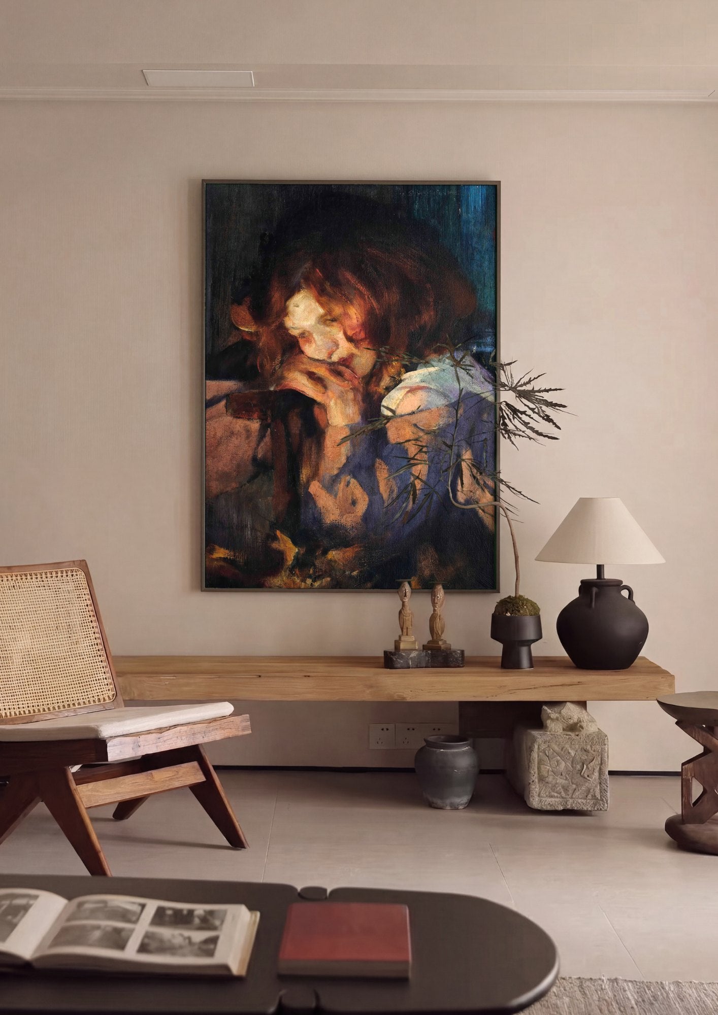Quadro Decorativo A Contemplação - James Jebusa Shannon | quadro emoldurado na parede