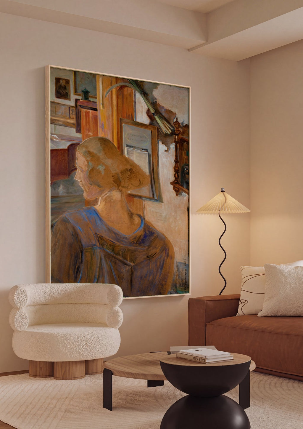 Quadro Decorativo A Mulher no Estúdio - Jacek Malczewski em ambiente decorado