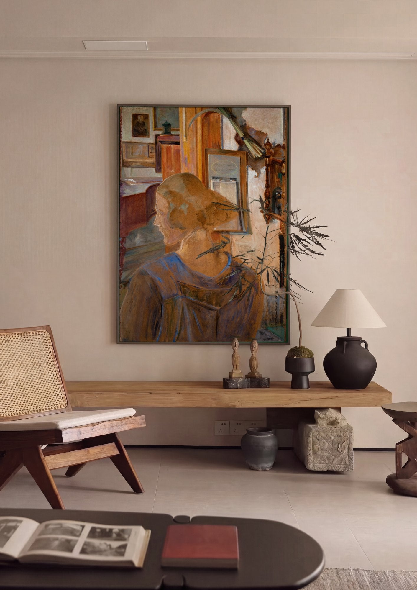Quadro Decorativo A Mulher no Estúdio - Jacek Malczewski em ambiente decorado