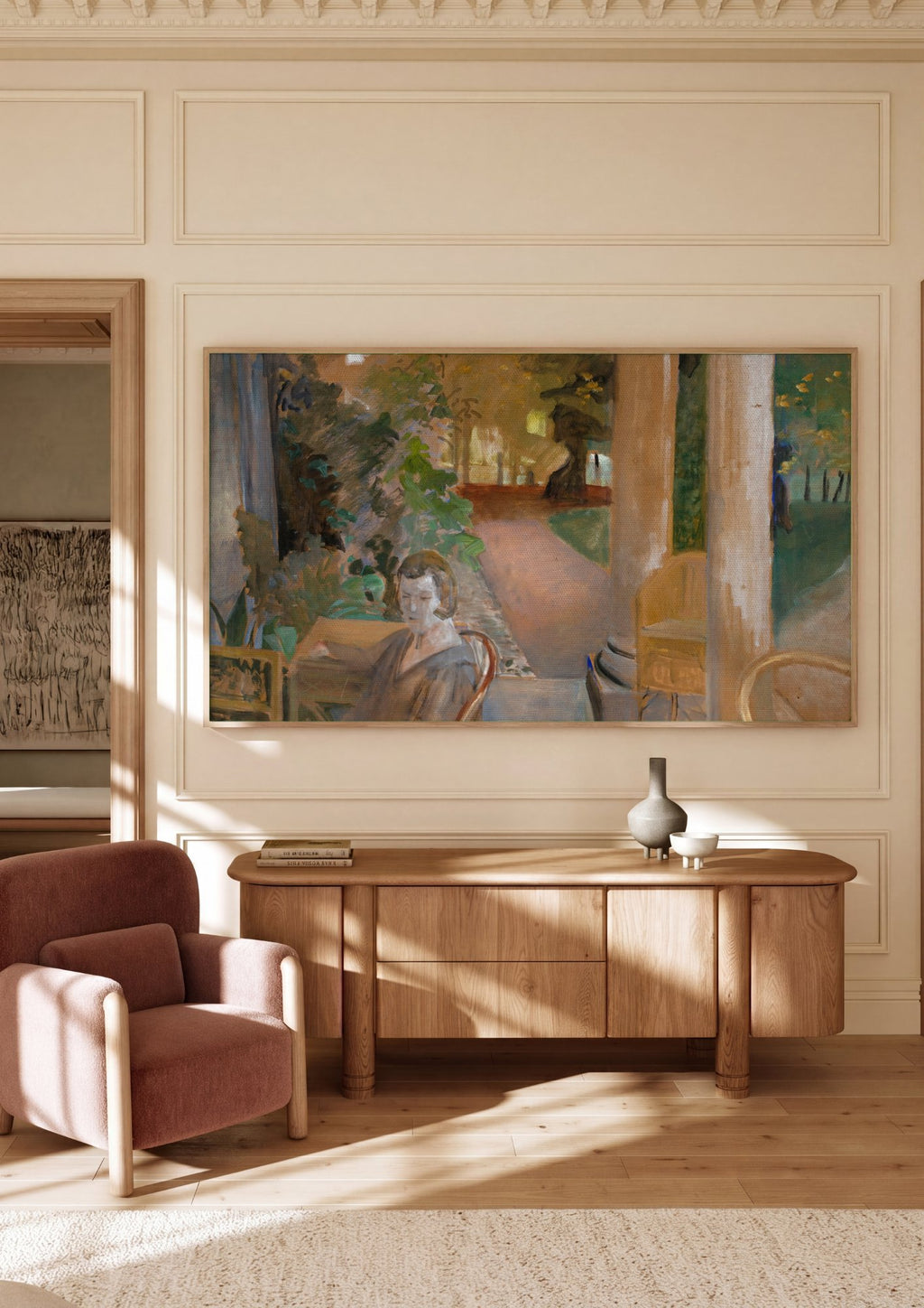 Quadro Decorativo A Mulher no Terraço - Jacek Malczewski em ambiente decorado