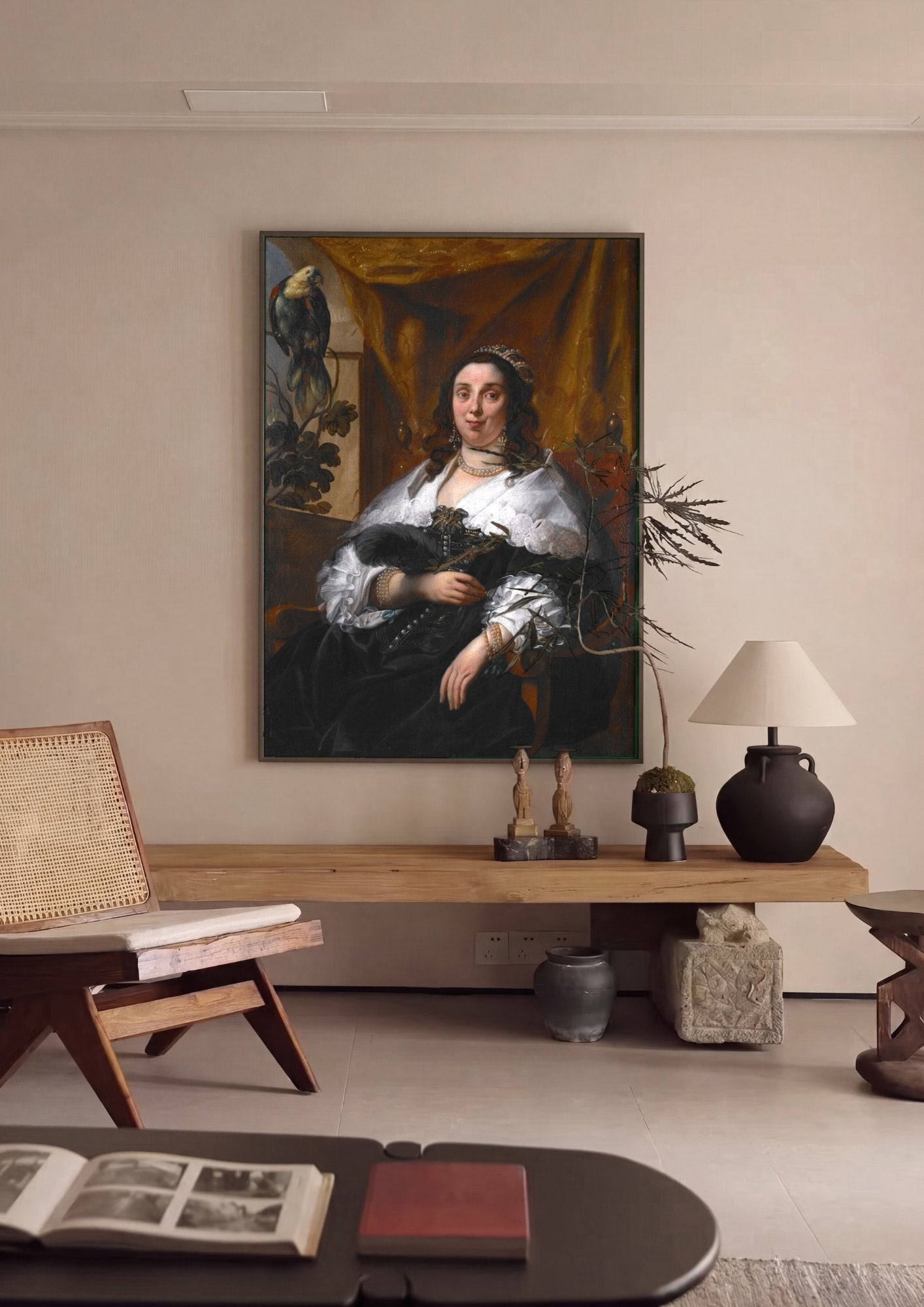 Quadro Decorativo Retrato de uma Dama - Jacob Jordaens em ambiente decorado