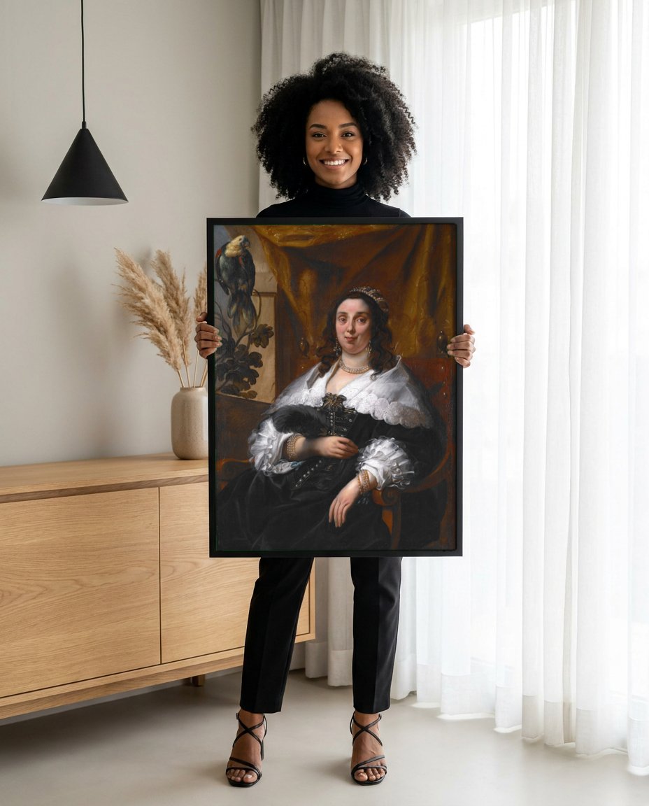 Quadro Decorativo Retrato de uma Dama - Jacob Jordaens com modelo em ambiente