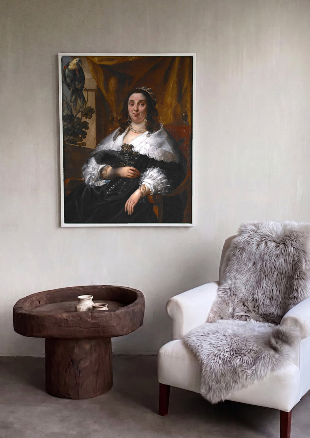 Quadro Decorativo Retrato de uma Dama - Jacob Jordaens em ambiente decorado